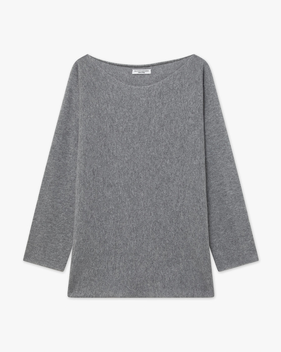 Chaillot Boat Neck Sweater - Medium Grey Cashmere