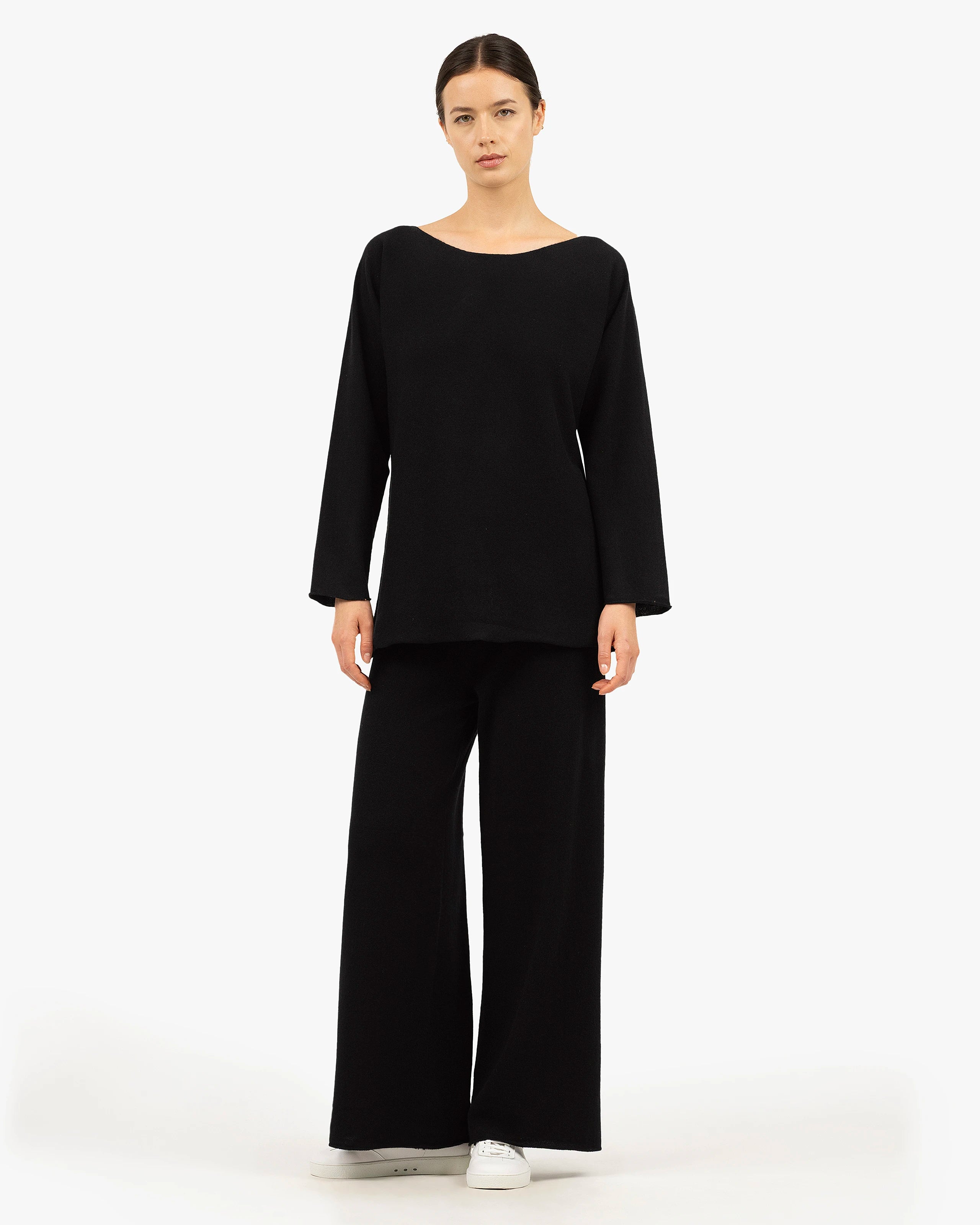 Chaillot Boat Neck Sweater - Black Cashmere