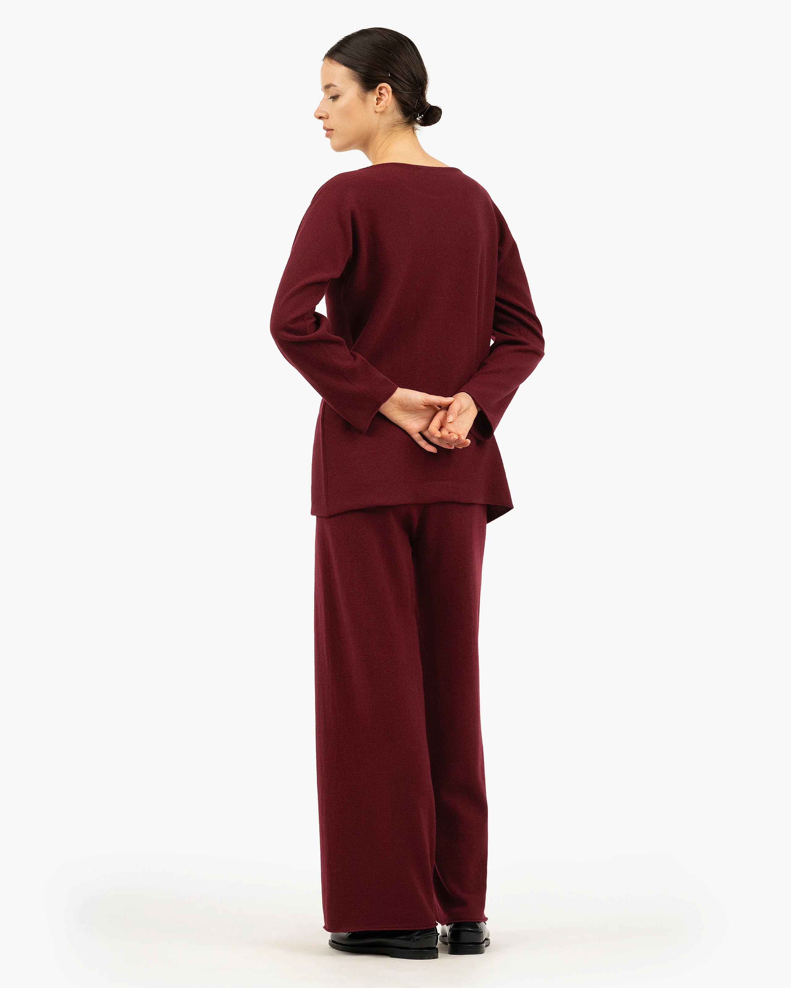 Chaillot Boat Neck Sweater - Bordeaux Cashmere