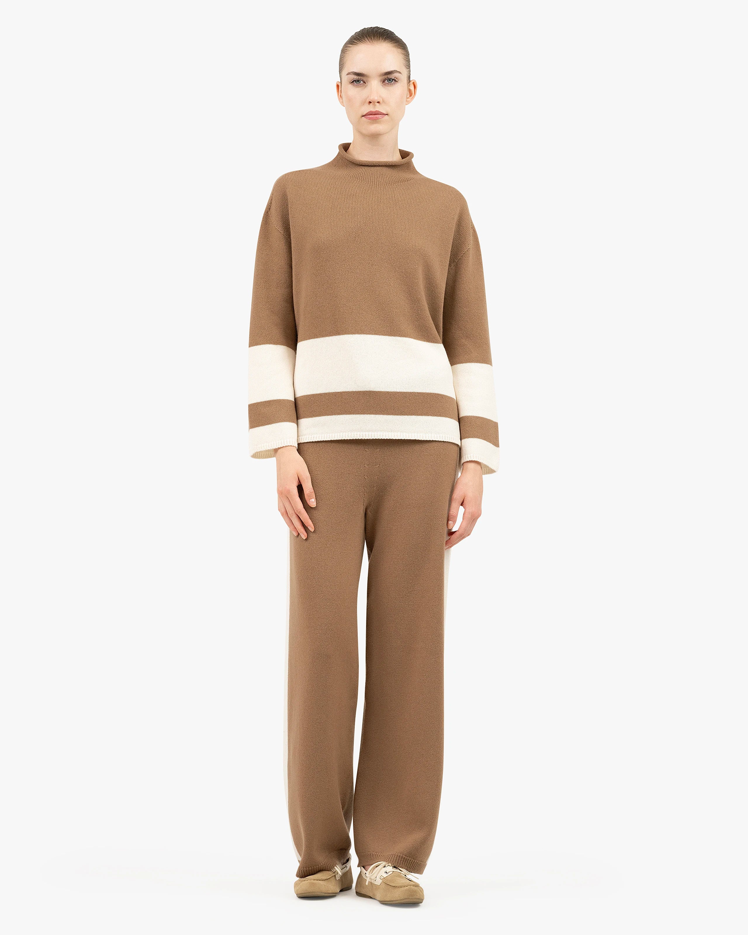 Cortona Mock Neck Sweater - Camel Cashmere