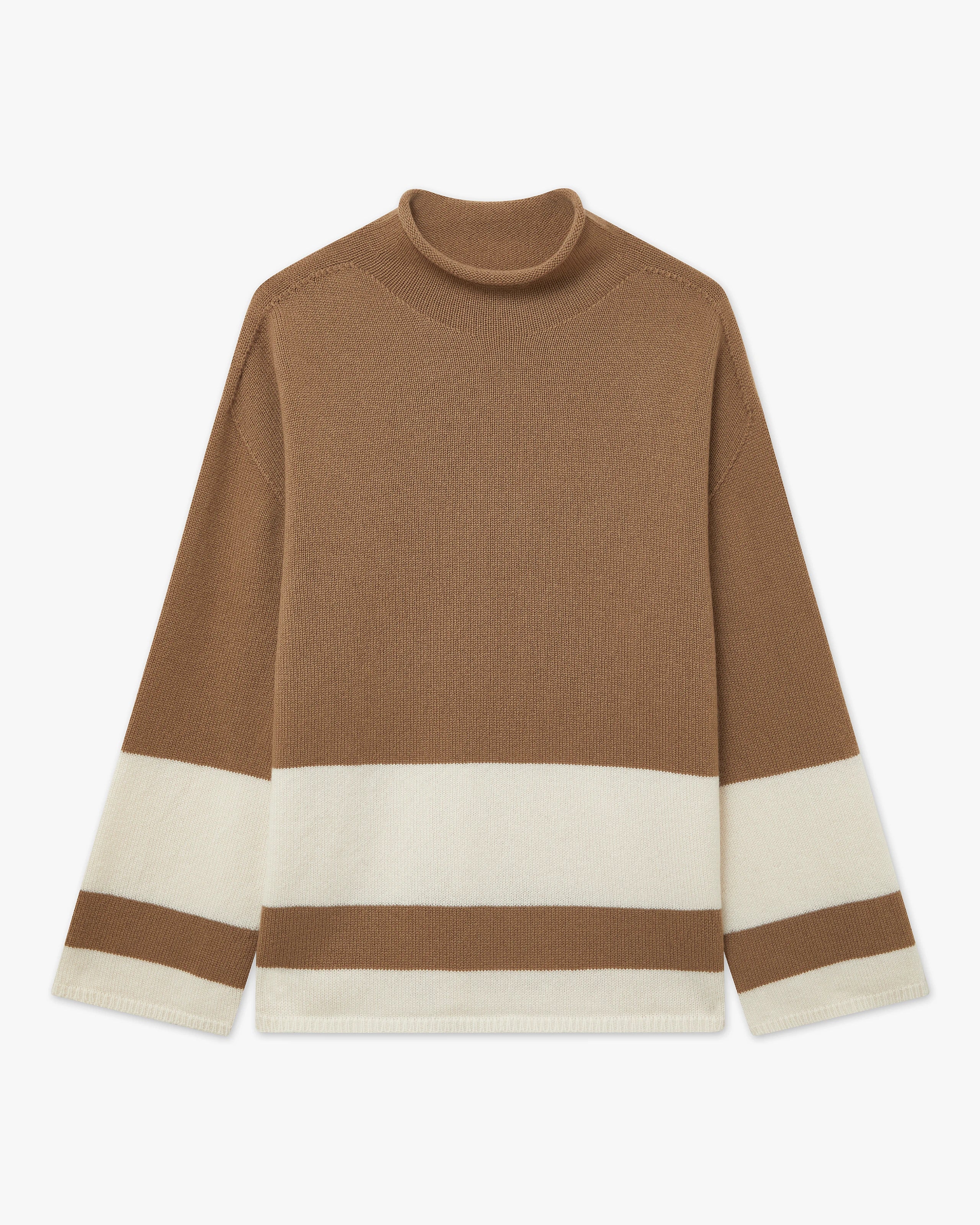 Cortona Mock Neck Sweater - Camel Cashmere