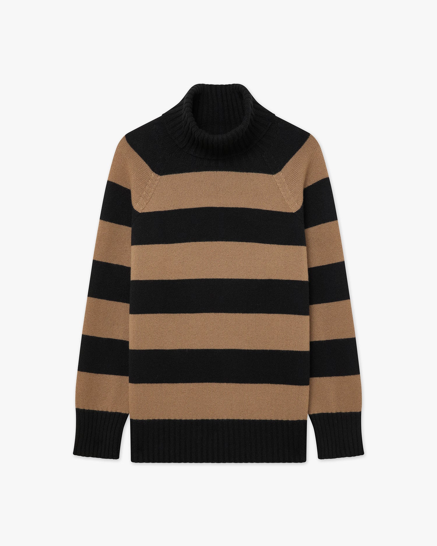 Cortona Striped Turtleneck - Black Cashmere
