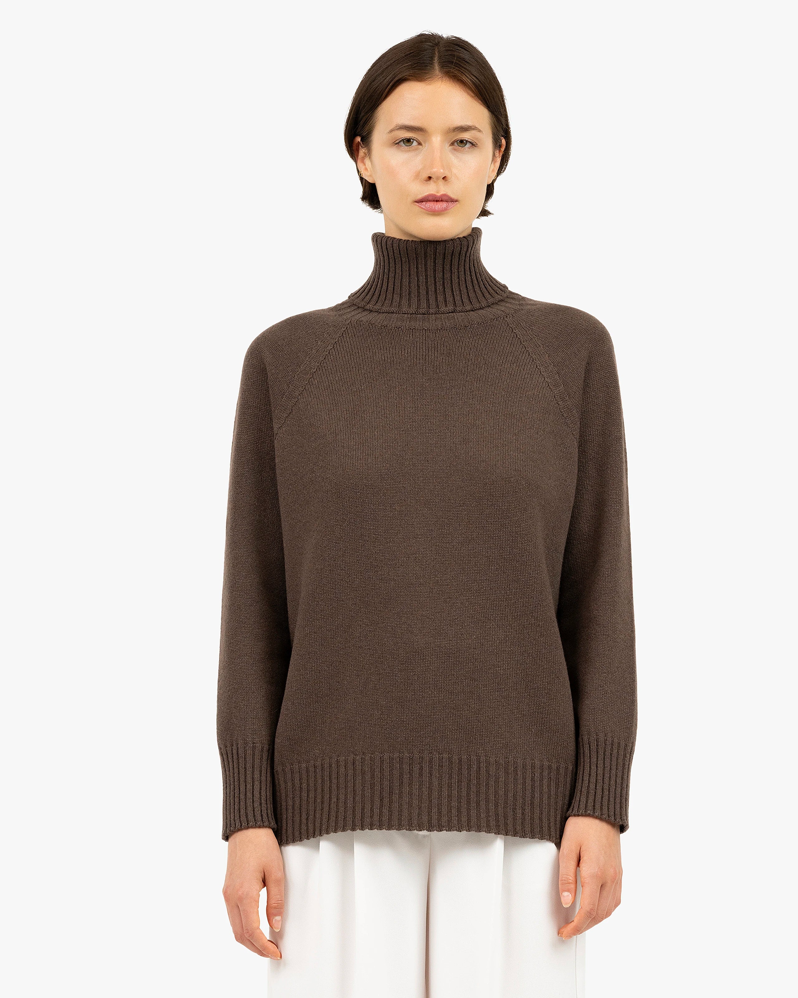 Women's Cortona Turtleneck Sweater - Brown Cashmere