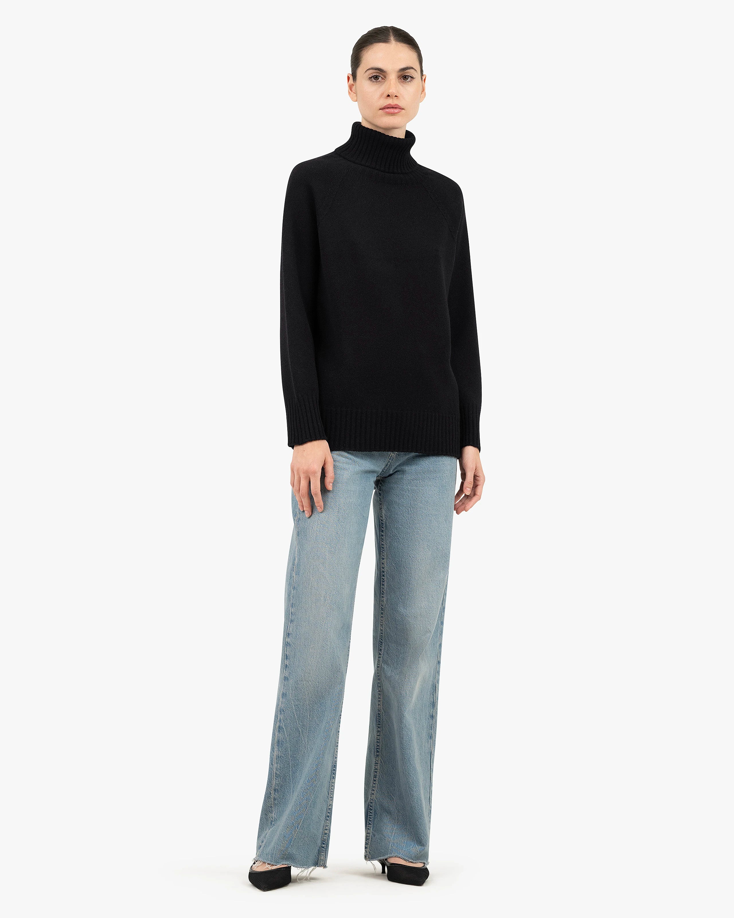 Women's Cortona Turtleneck Sweater - Black Cashmere