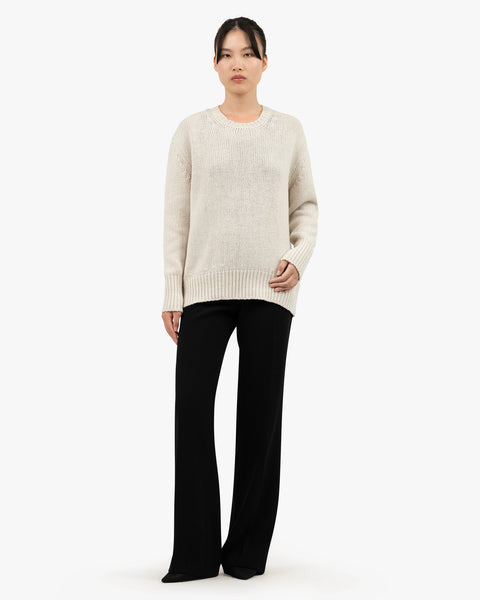 Women's Dalmar Crew Neck Sweater - White Merino / Cashmere