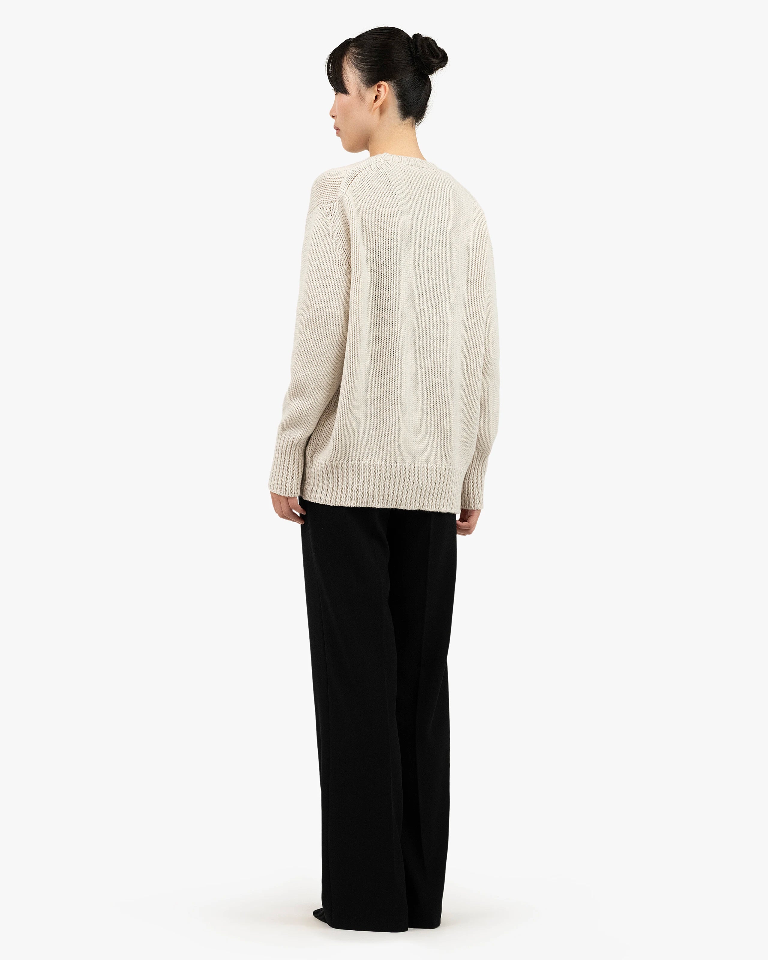 Women's Dalmar Crew Neck Sweater - White Merino / Cashmere