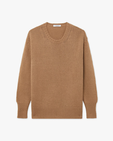 Women's Dalmar Crew Neck Sweater - Camel Merino / Cashmere