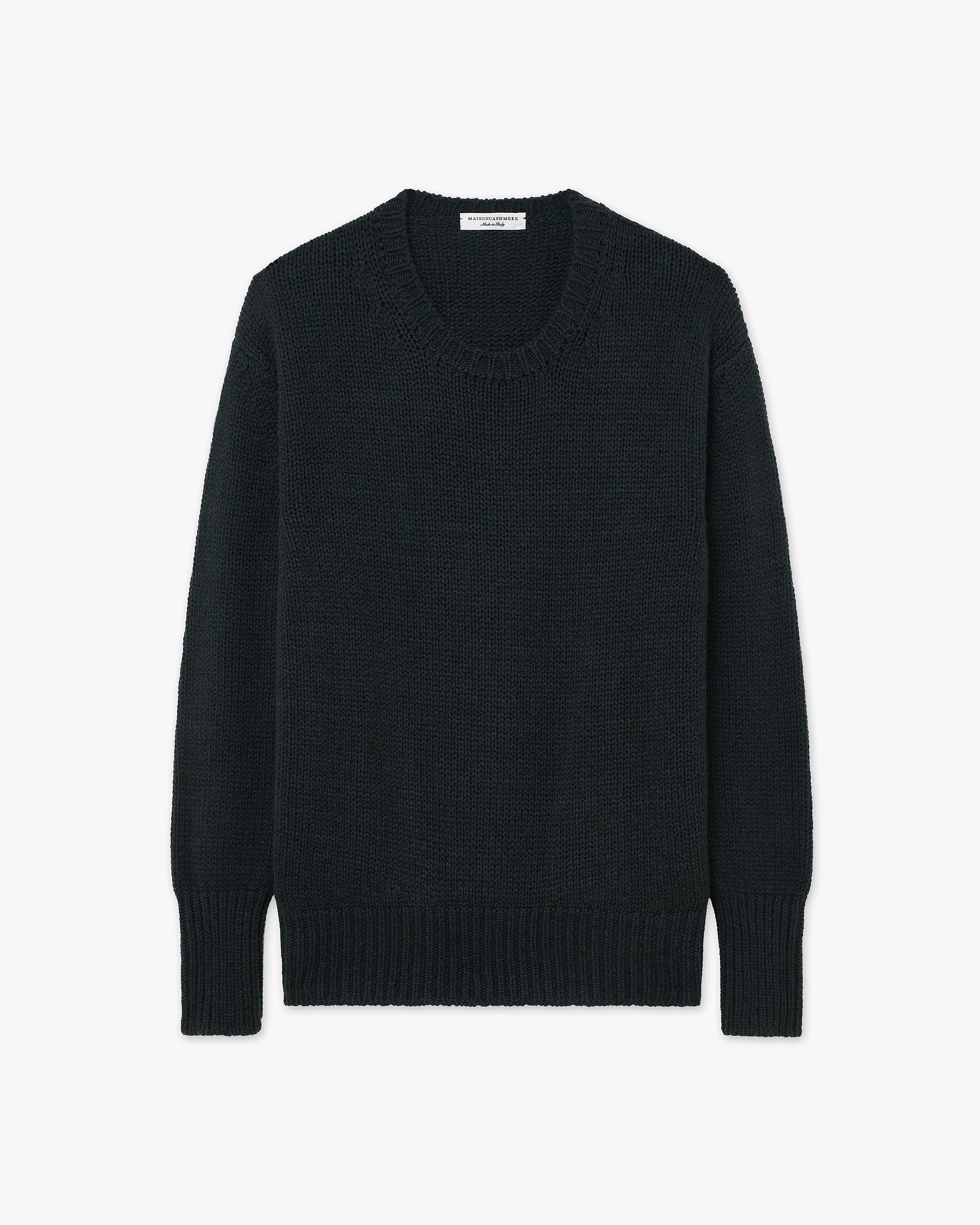 Women's Dalmar Crew Neck Sweater - Black Merino / Cashmere