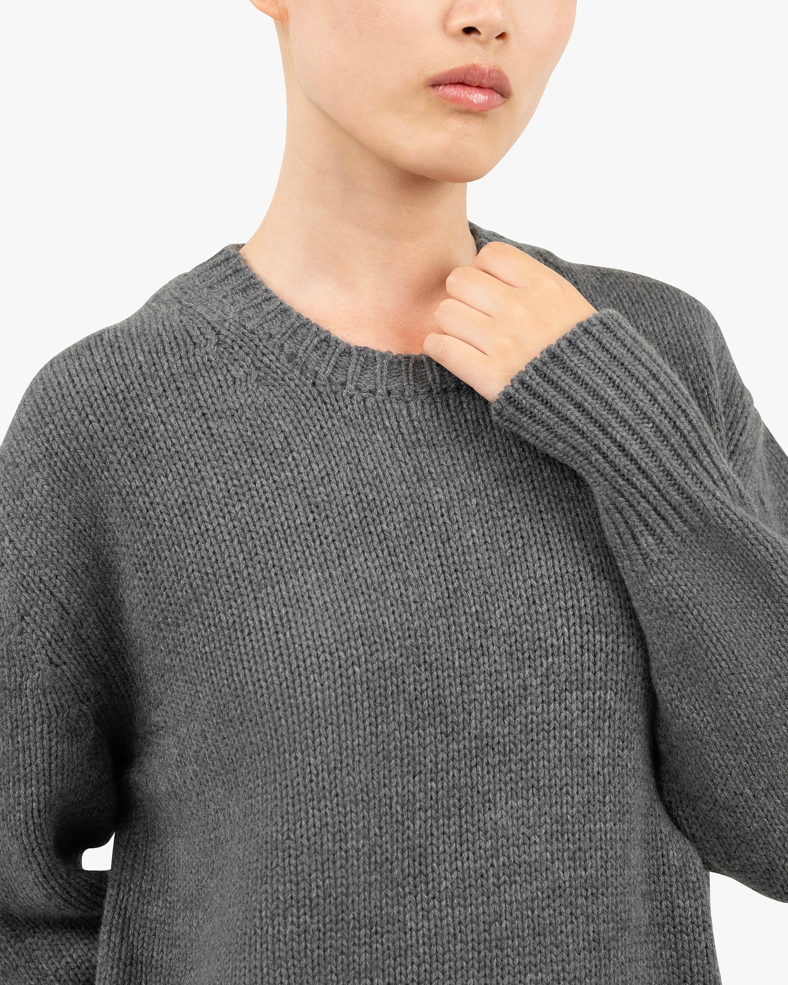 Women's Dalmar Crew Neck Sweater - Medium Grey Merino / Cashmere