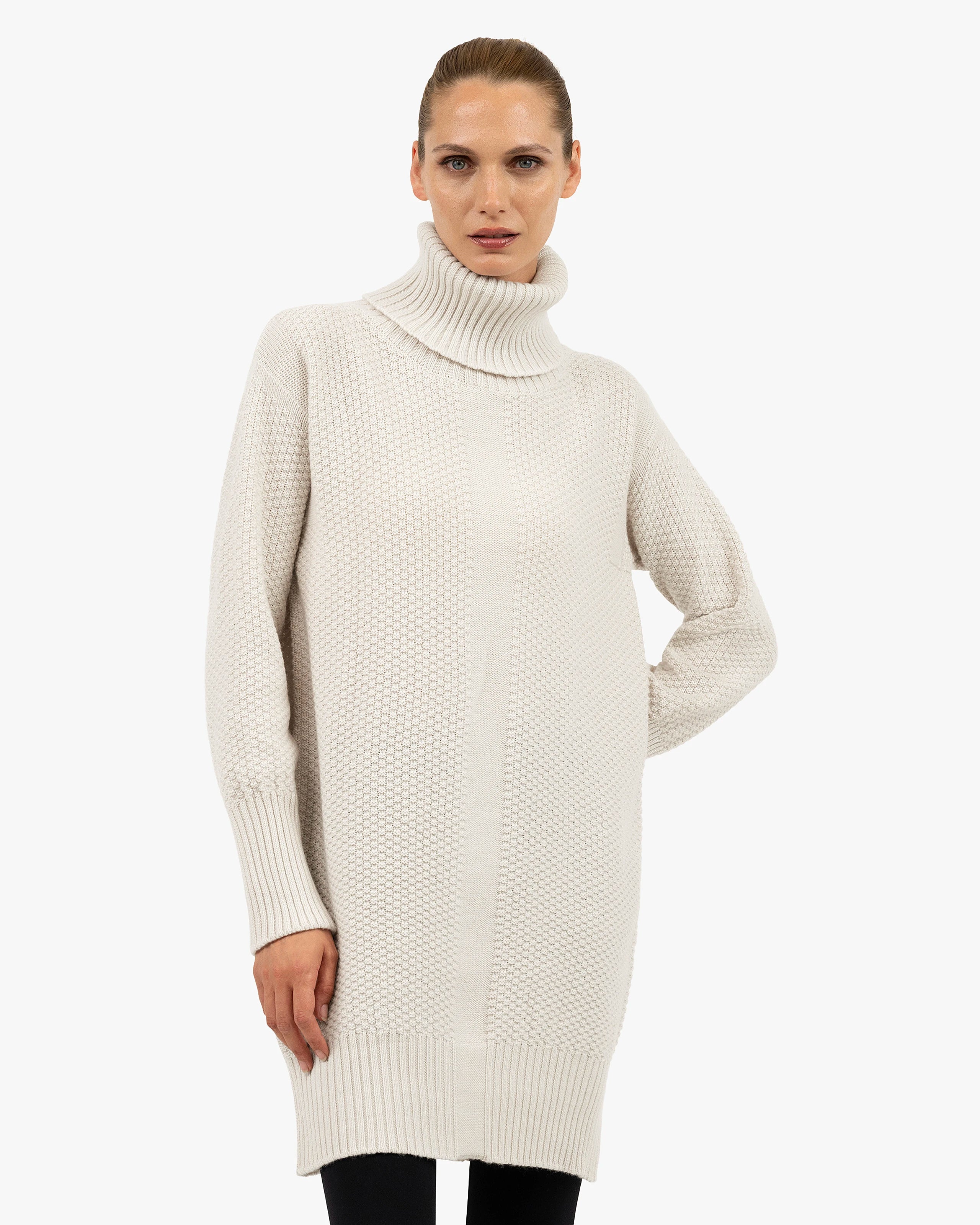 Women's Dalmar Turtleneck Sweater - White Merino / Cashmere