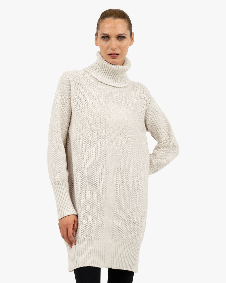 Women's Dalmar Turtleneck Sweater - White Merino / Cashmere