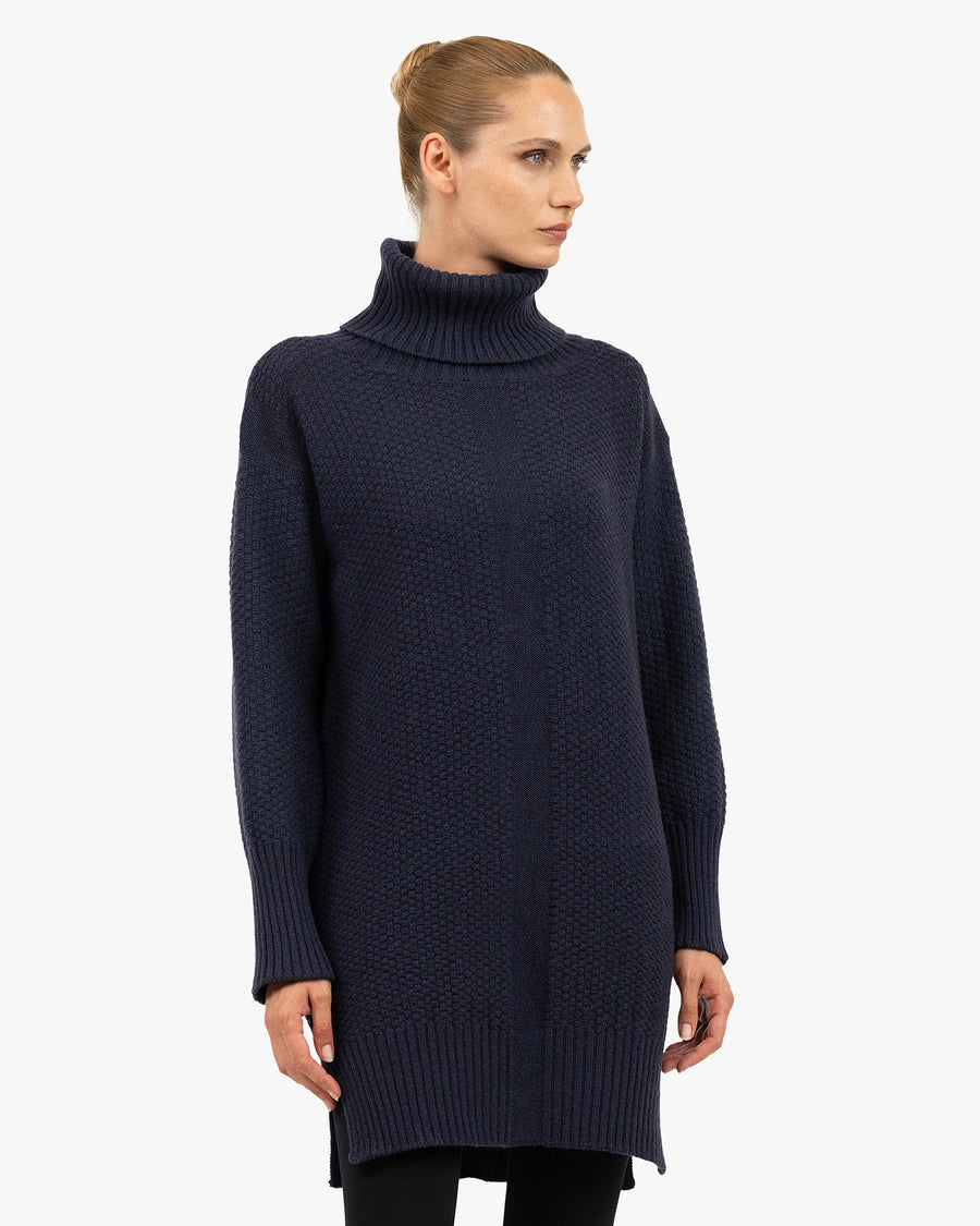 Women's Dalmar Turtleneck Sweater - Blue Merino / Cashmere