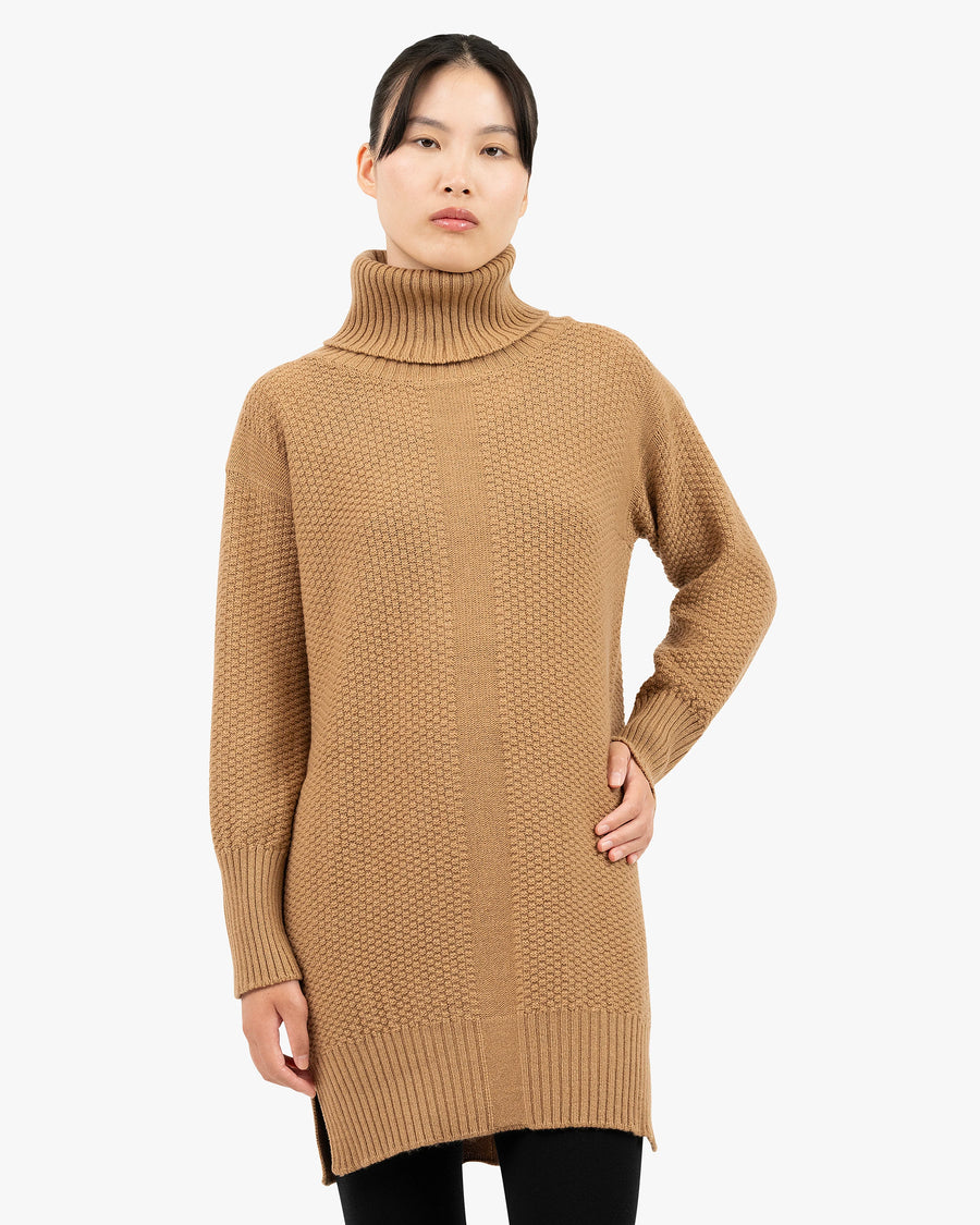 Women's Dalmar Turtleneck Sweater - Camel Merino / Cashmere