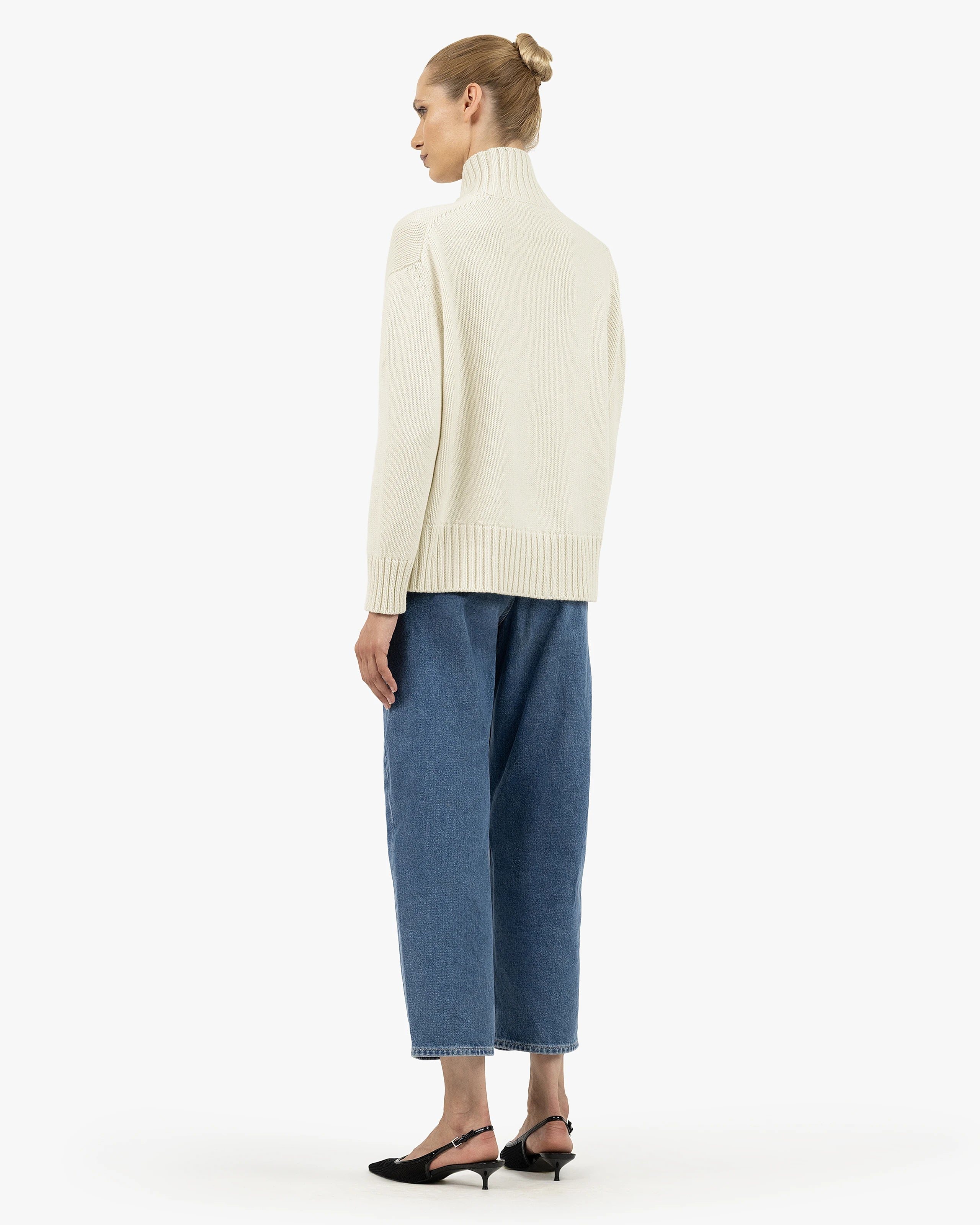 Dolomiti Mock Neck Sweater - White Cashmere