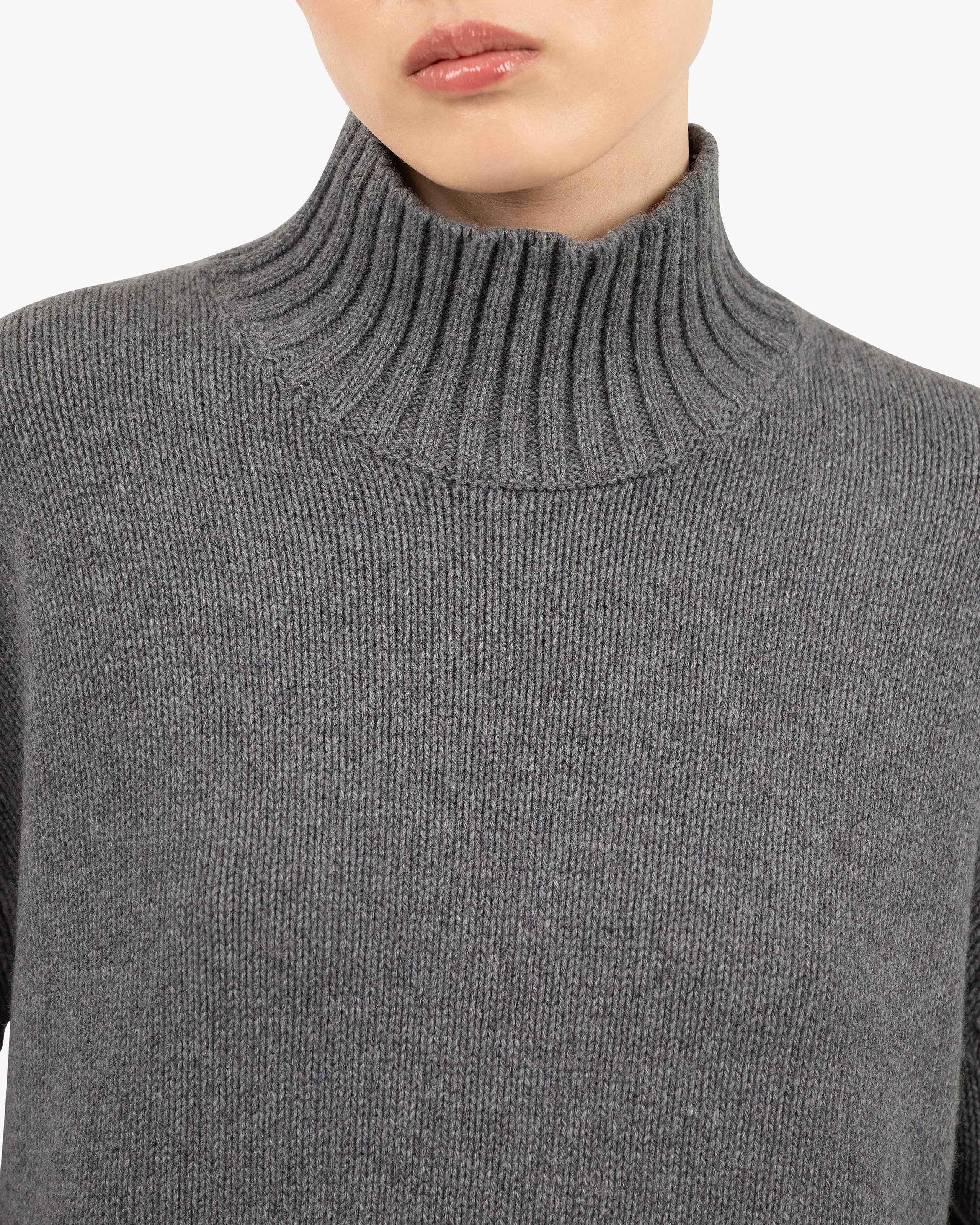 Women's Dolomiti Cashmere Mock Neck Sweater - Grey | MaisonCashmere Women's Dolomiti Cashmere Mock Neck Sweater - Grey | MaisonCashmere