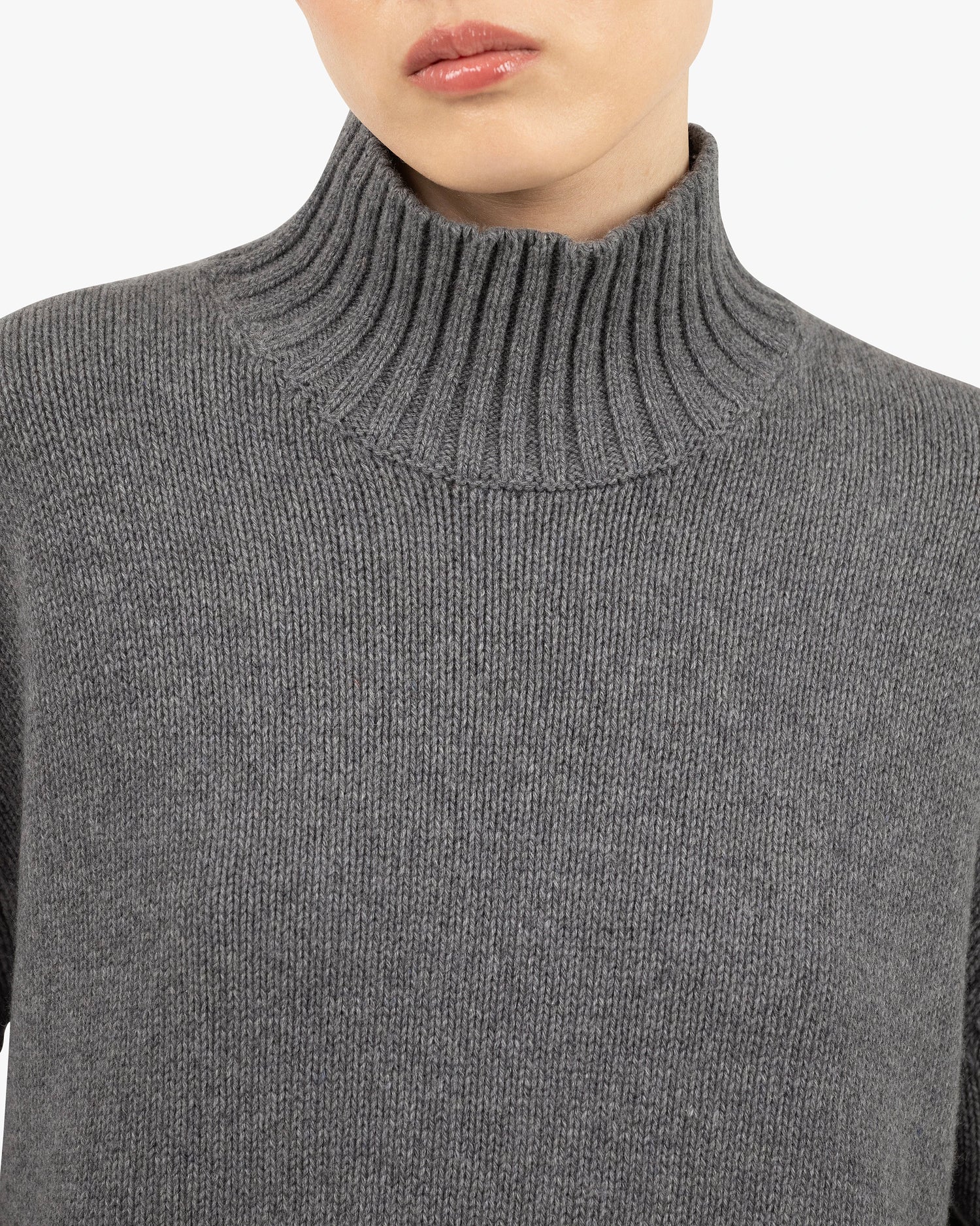 Dolomiti Kaschmir Mock Neck Pullover Damen Grau MaisonCashmere