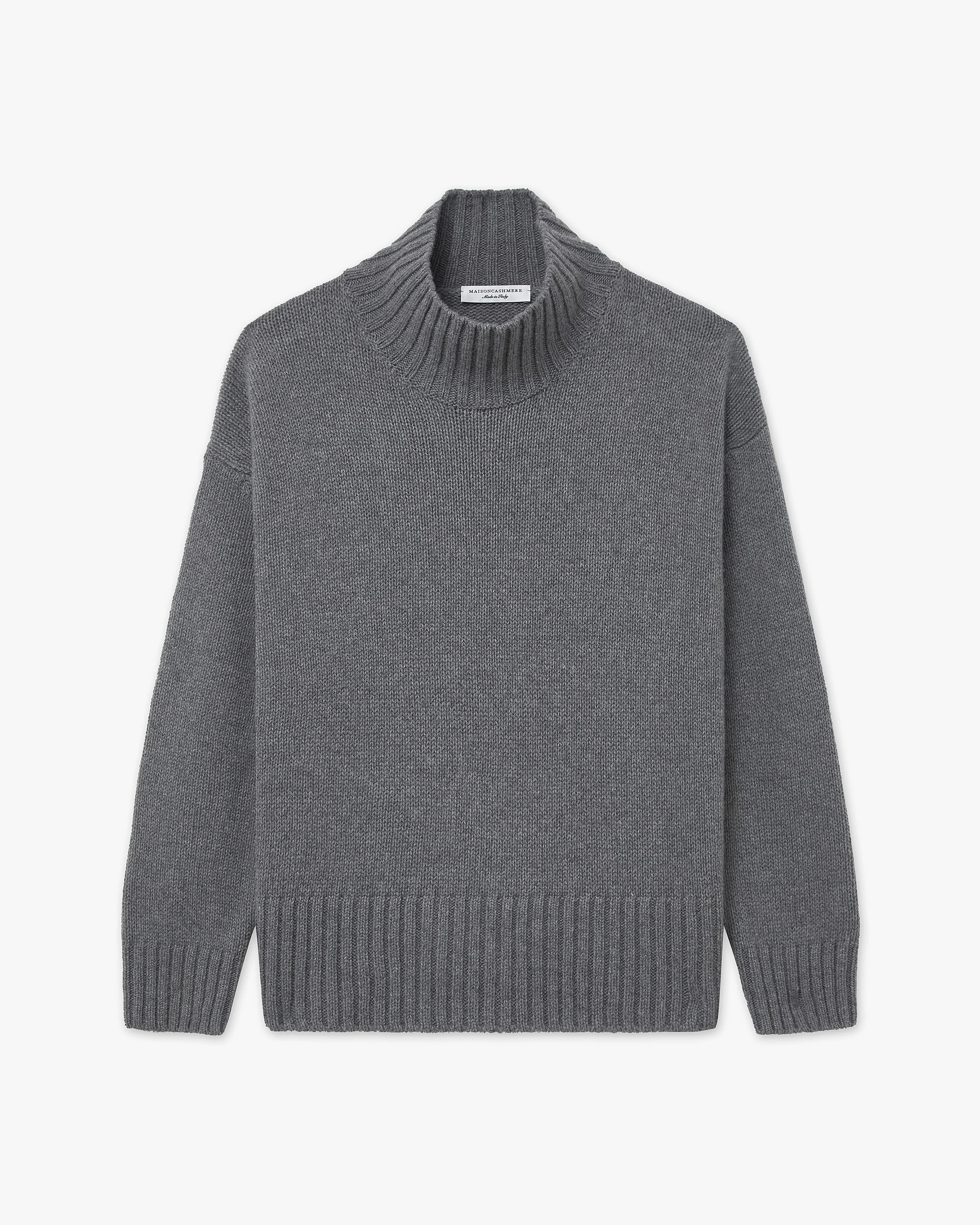 Dolomiti Mock Neck Sweater - Grey Cashmere