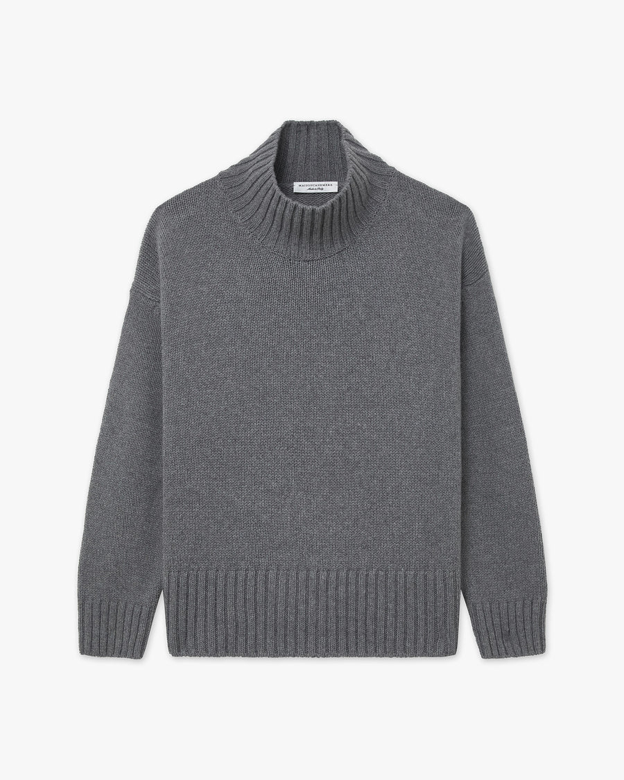 Dolomiti Mock Neck Sweater - Grey Cashmere