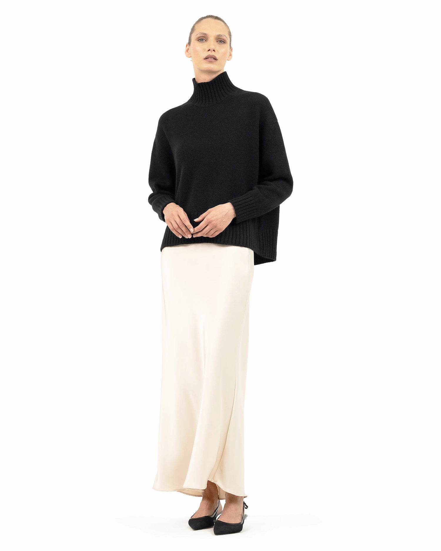 Dolomiti Mock Neck Sweater - Black Cashmere