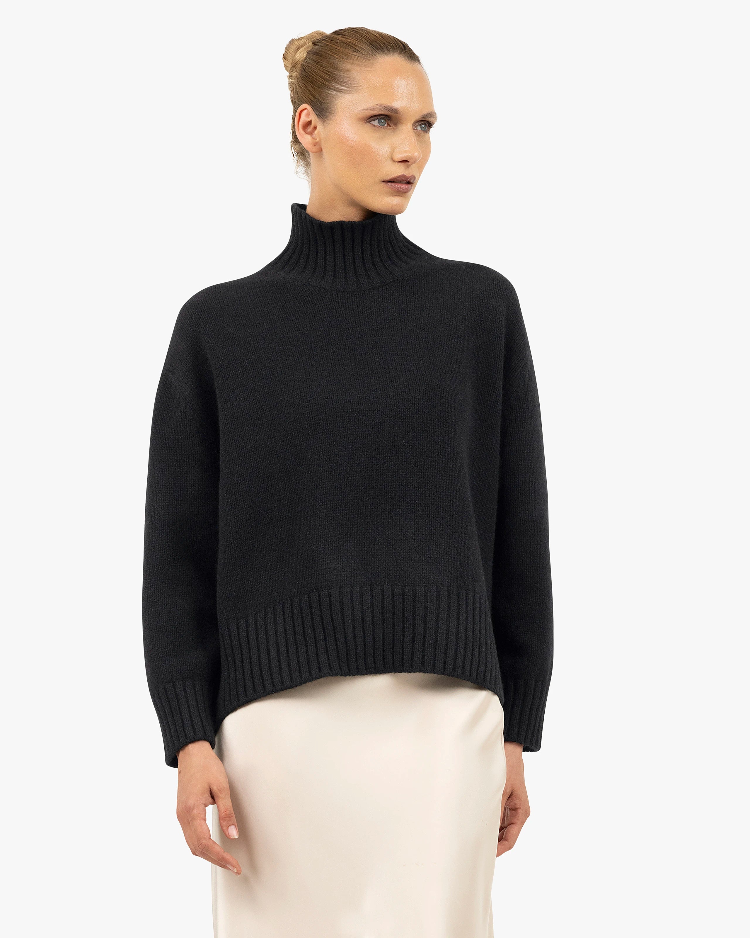 Dolomiti Mock Neck Sweater - Black Cashmere