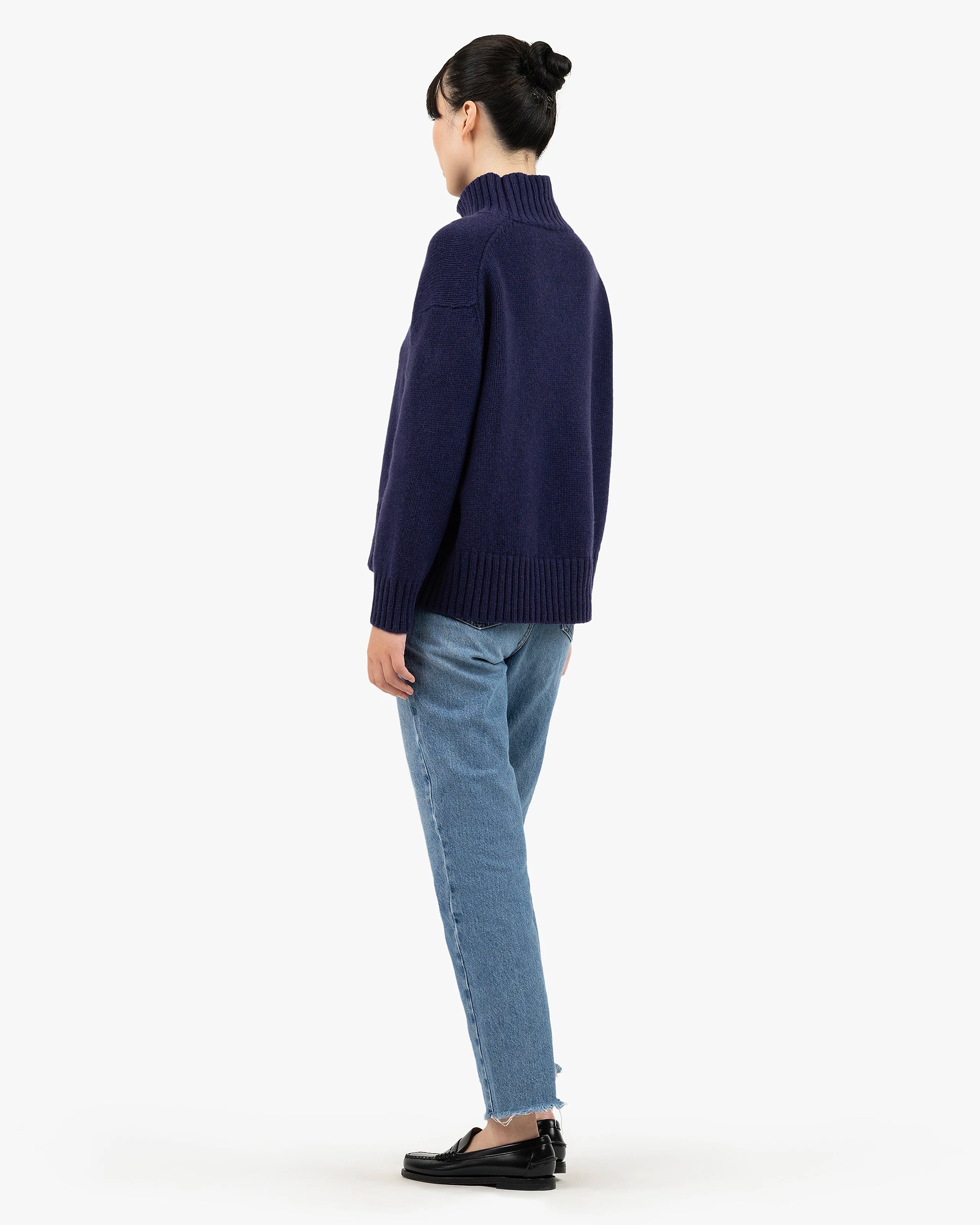 Dolomiti Mock Neck Sweater - Blue Cashmere