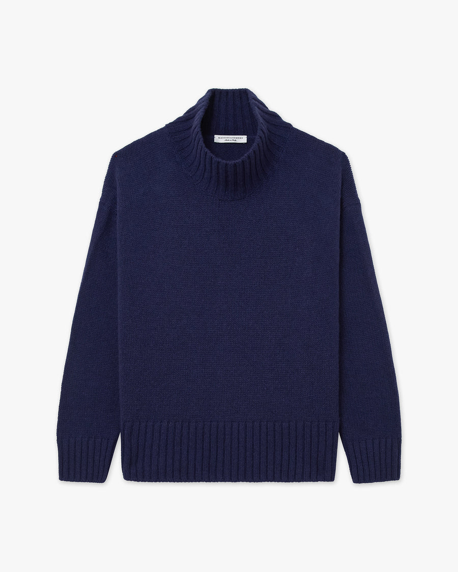 Dolomiti Mock Neck Sweater - Blue Cashmere