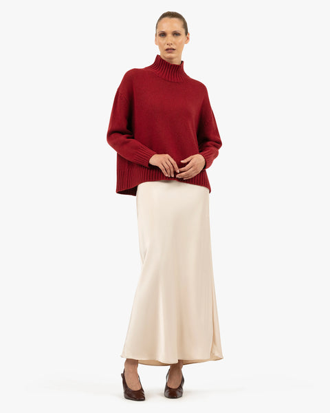 Dolomiti Mock Neck Sweater - Red Cashmere