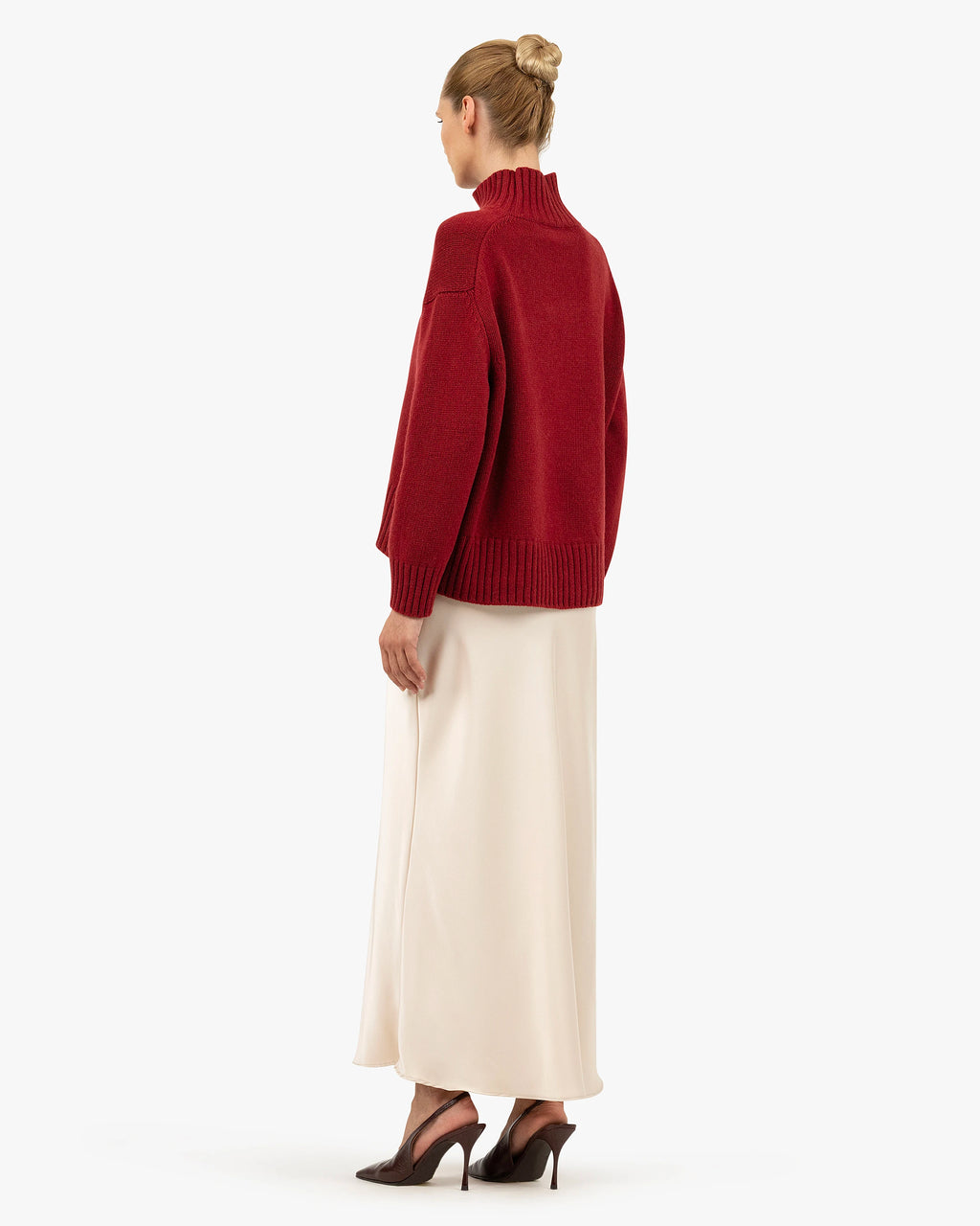 Women's Dolomiti Cashmere Mock Neck Sweater - Red | MaisonCashmere Women's Dolomiti Cashmere Mock Neck Sweater - Red | MaisonCashmere