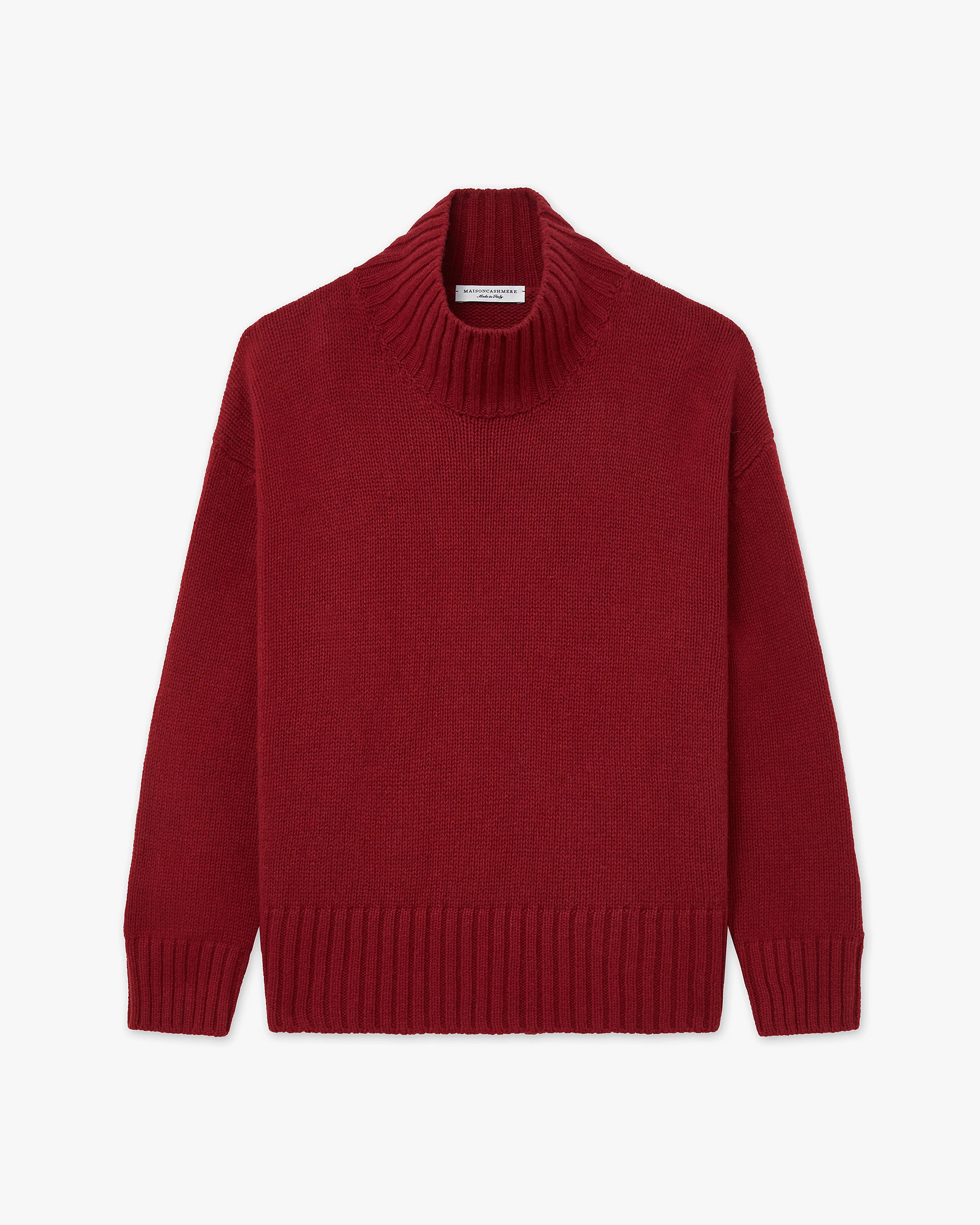 Women's Dolomiti Cashmere Mock Neck Sweater - Red | MaisonCashmere Women's Dolomiti Cashmere Mock Neck Sweater - Red | MaisonCashmere