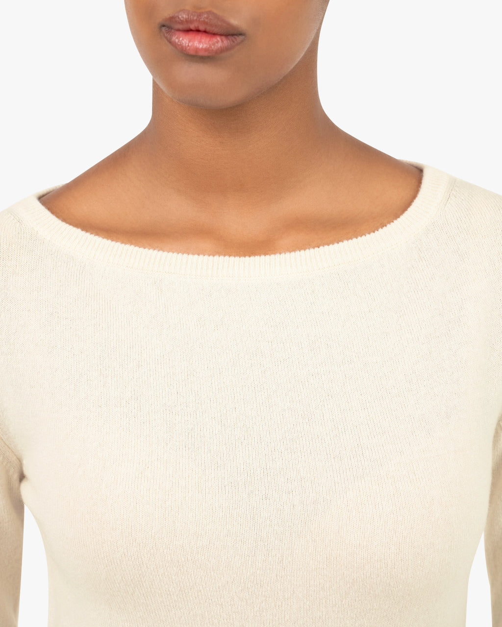 Essential Boat Neck Sweater - White Cashmere