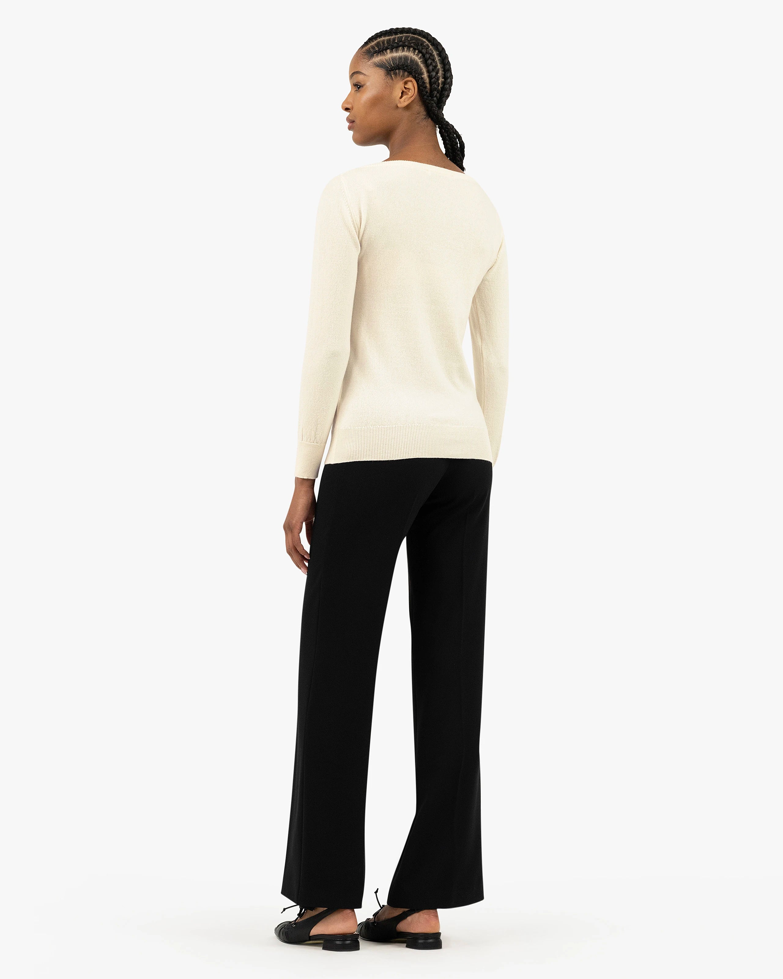 Essential Boat Neck Sweater - White Cashmere