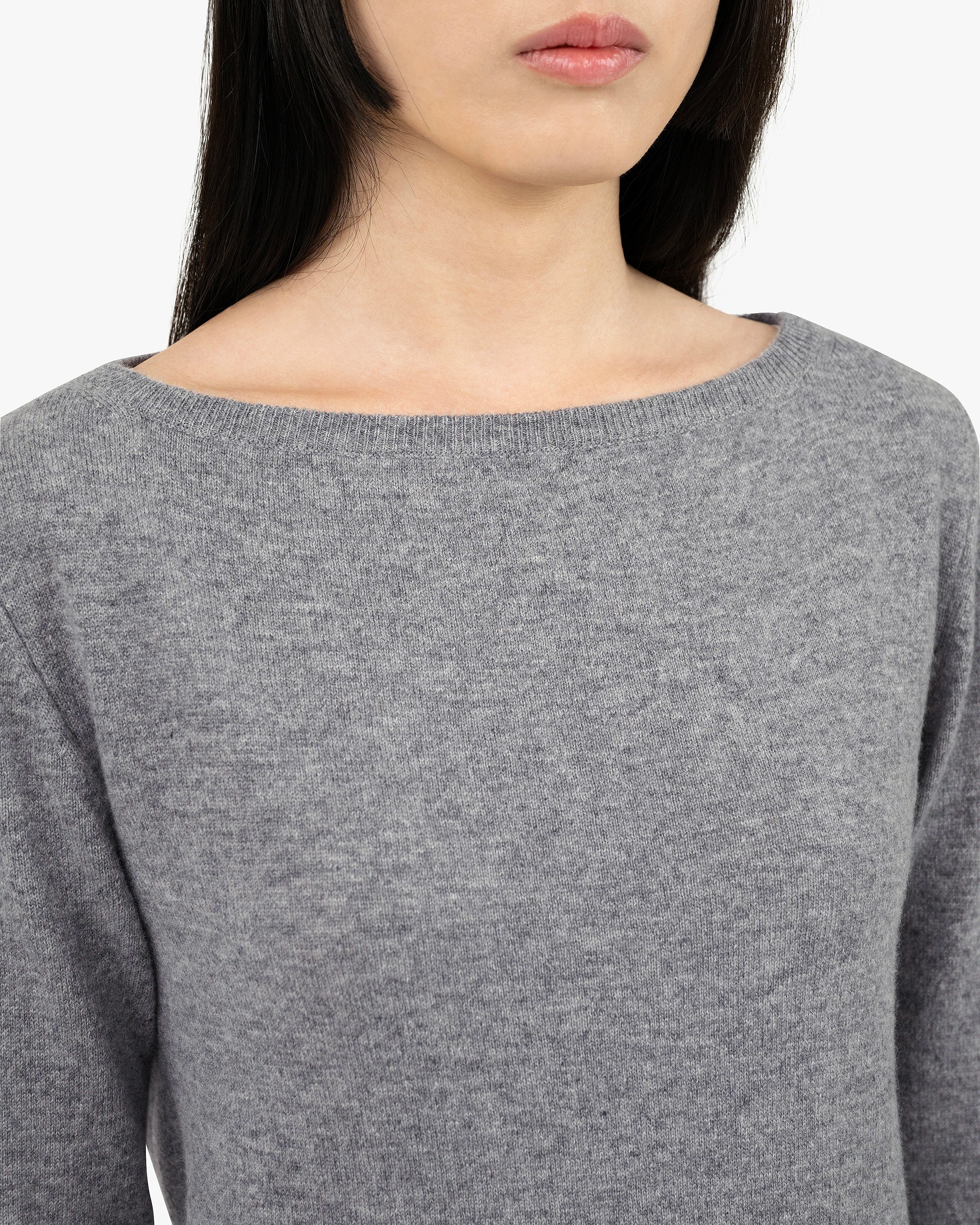 Essential Boat Neck Sweater - Medium Grey Cashmere