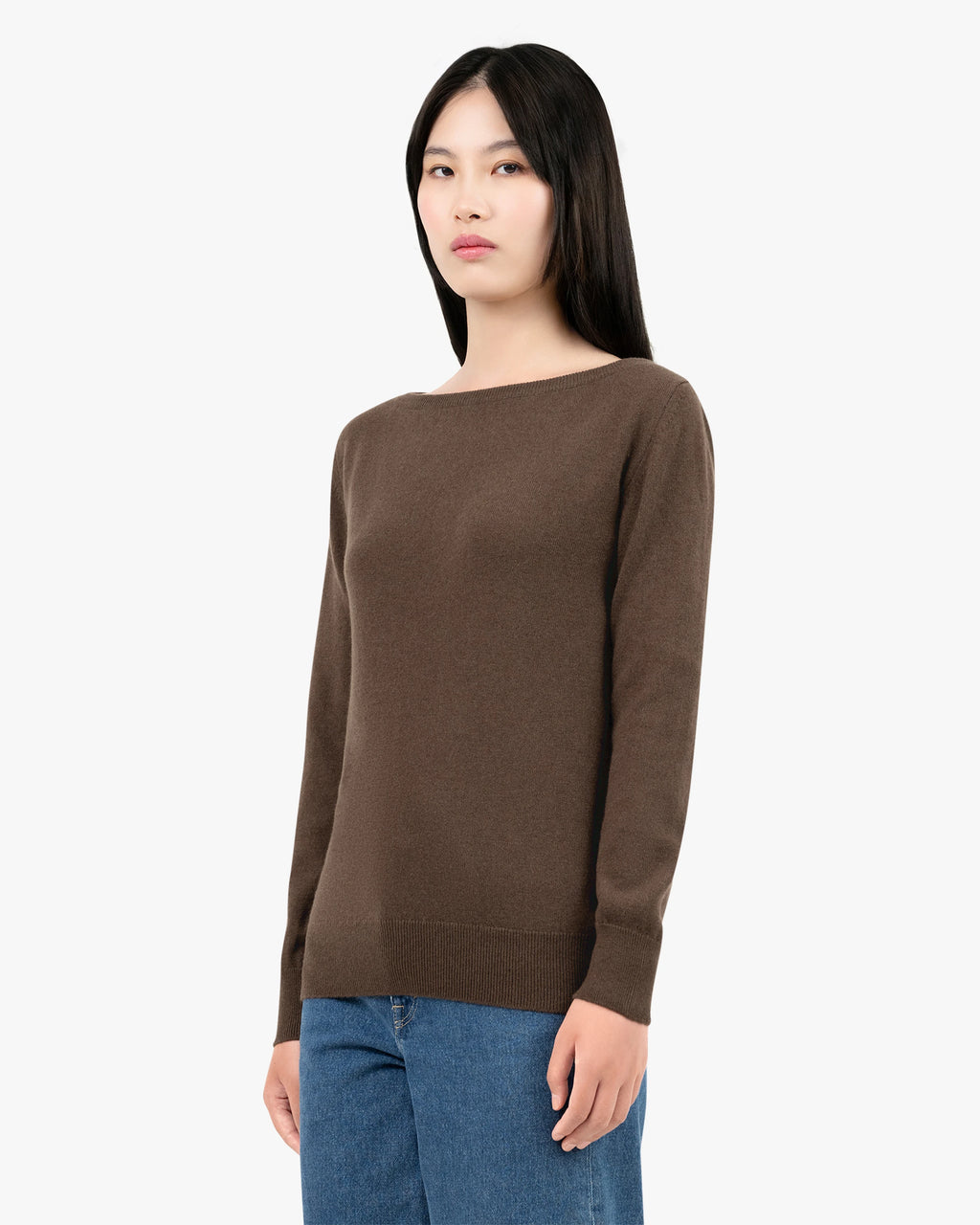 Essential Boat Neck Sweater - Brown Cashmere