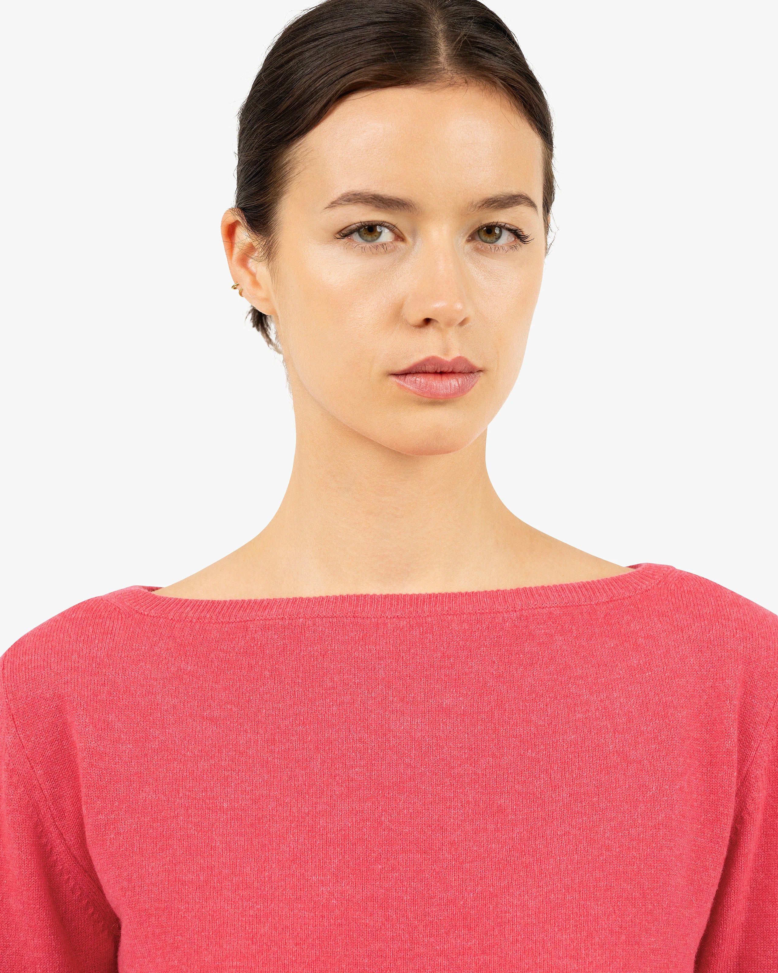 Essential Boat Neck Sweater - Red Cashmere