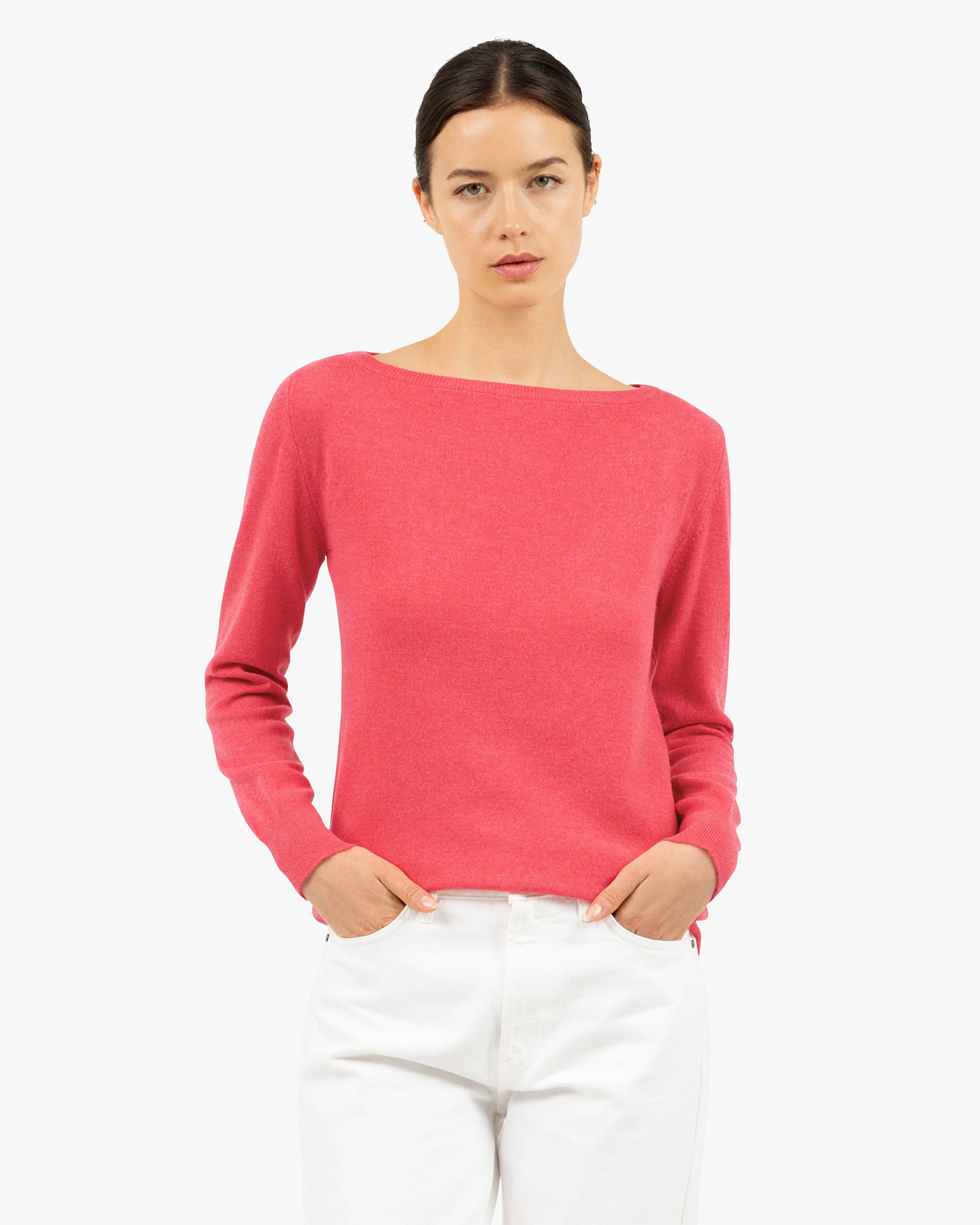 Essential Boat Neck Sweater - Red Cashmere