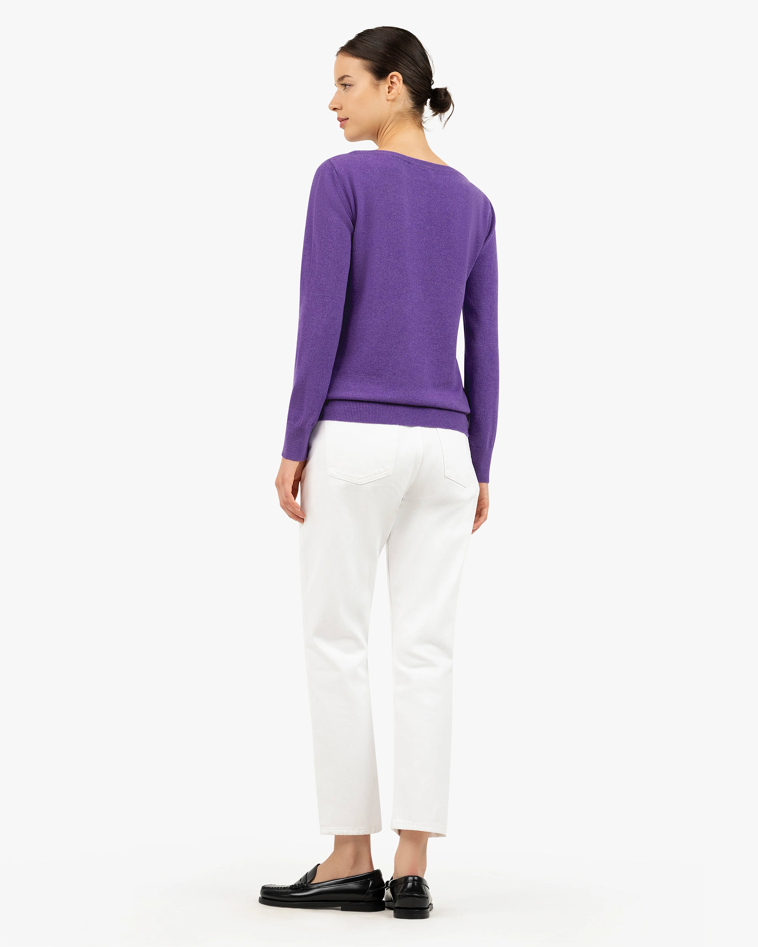 Essential Boat Neck Sweater - Purple Cashmere