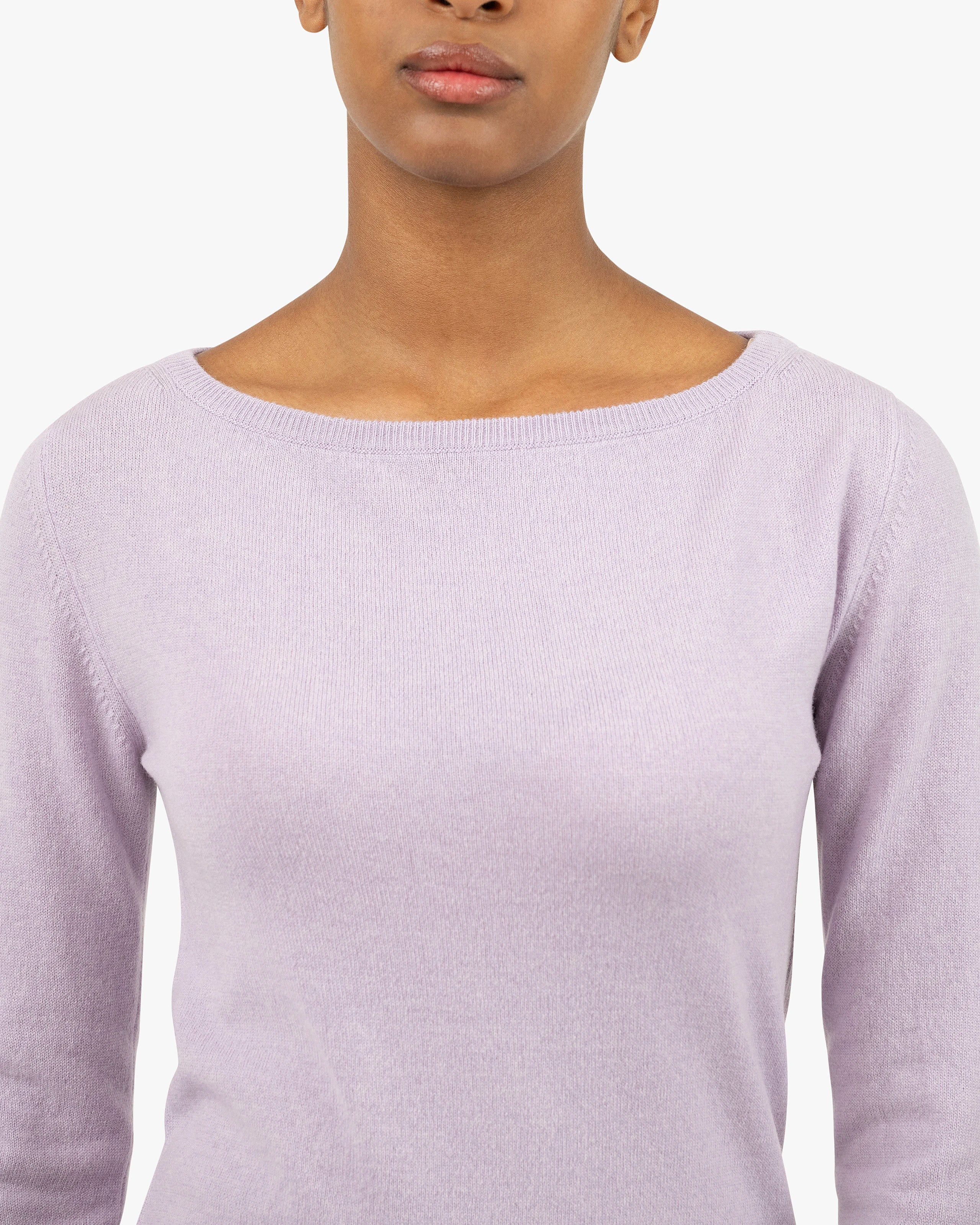 Essential Boat Neck Sweater - Lilac Cashmere