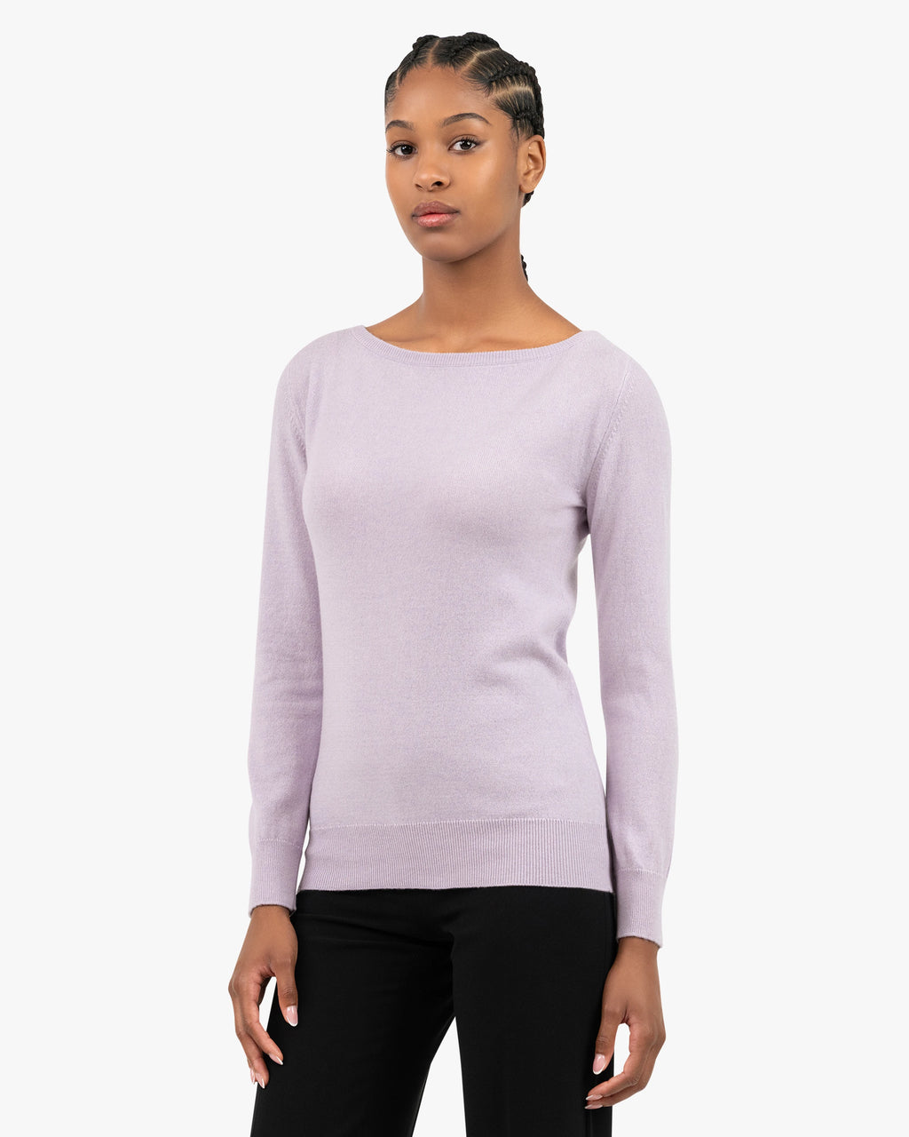 Essential Boat Neck Sweater - Lilac Cashmere