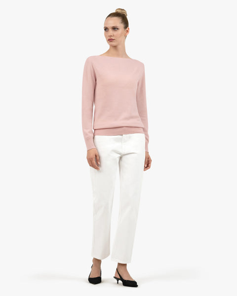 Essential Boat Neck Sweater - Rose Cashmere