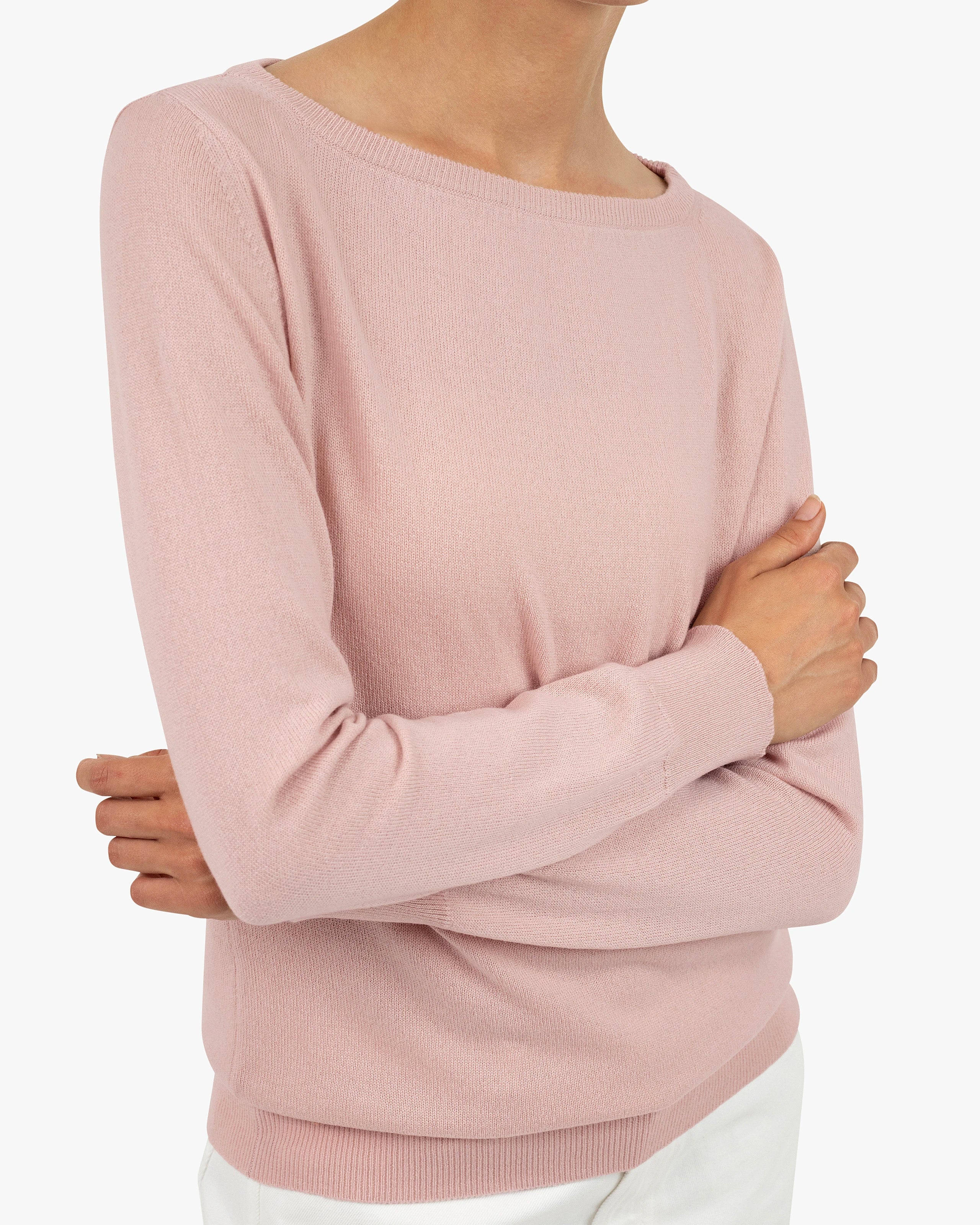 Essential Boat Neck Sweater - Rose Cashmere