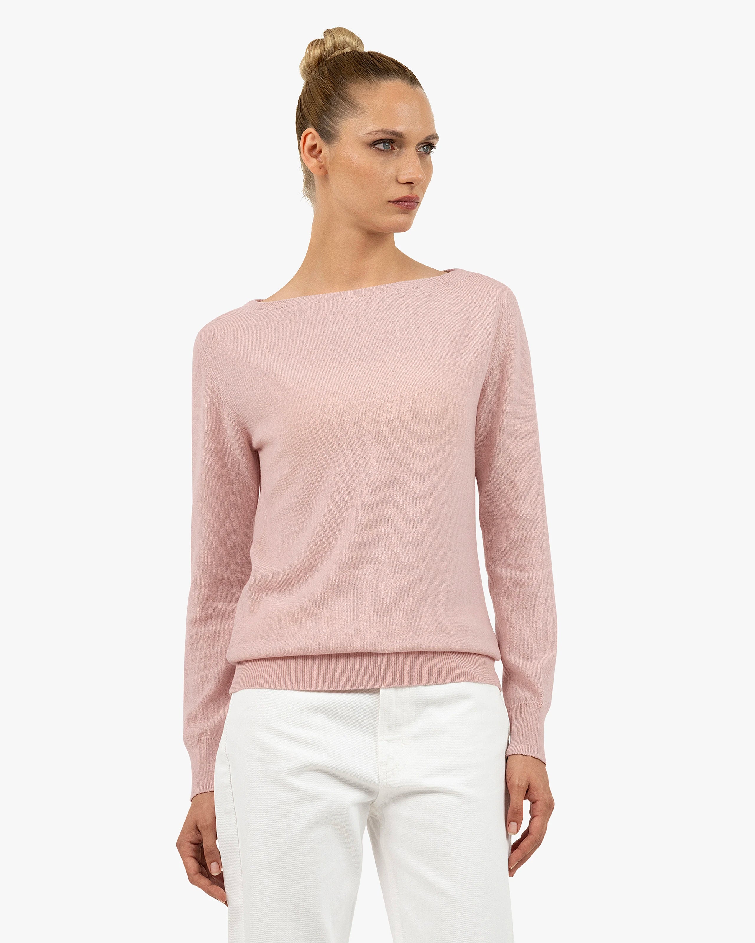 Essential Boat Neck Sweater - Rose Cashmere
