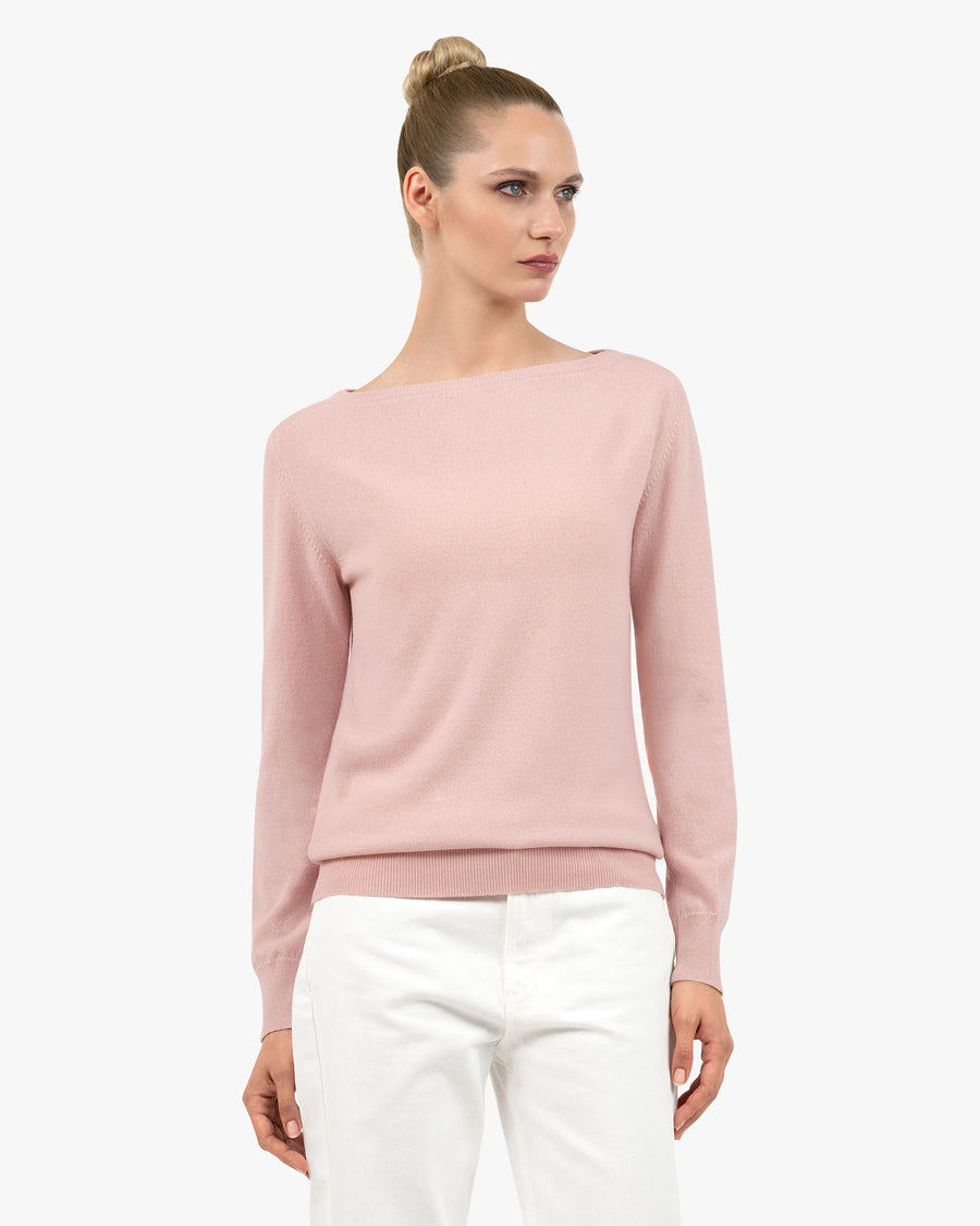 Essential Boat Neck Sweater - Rose Cashmere