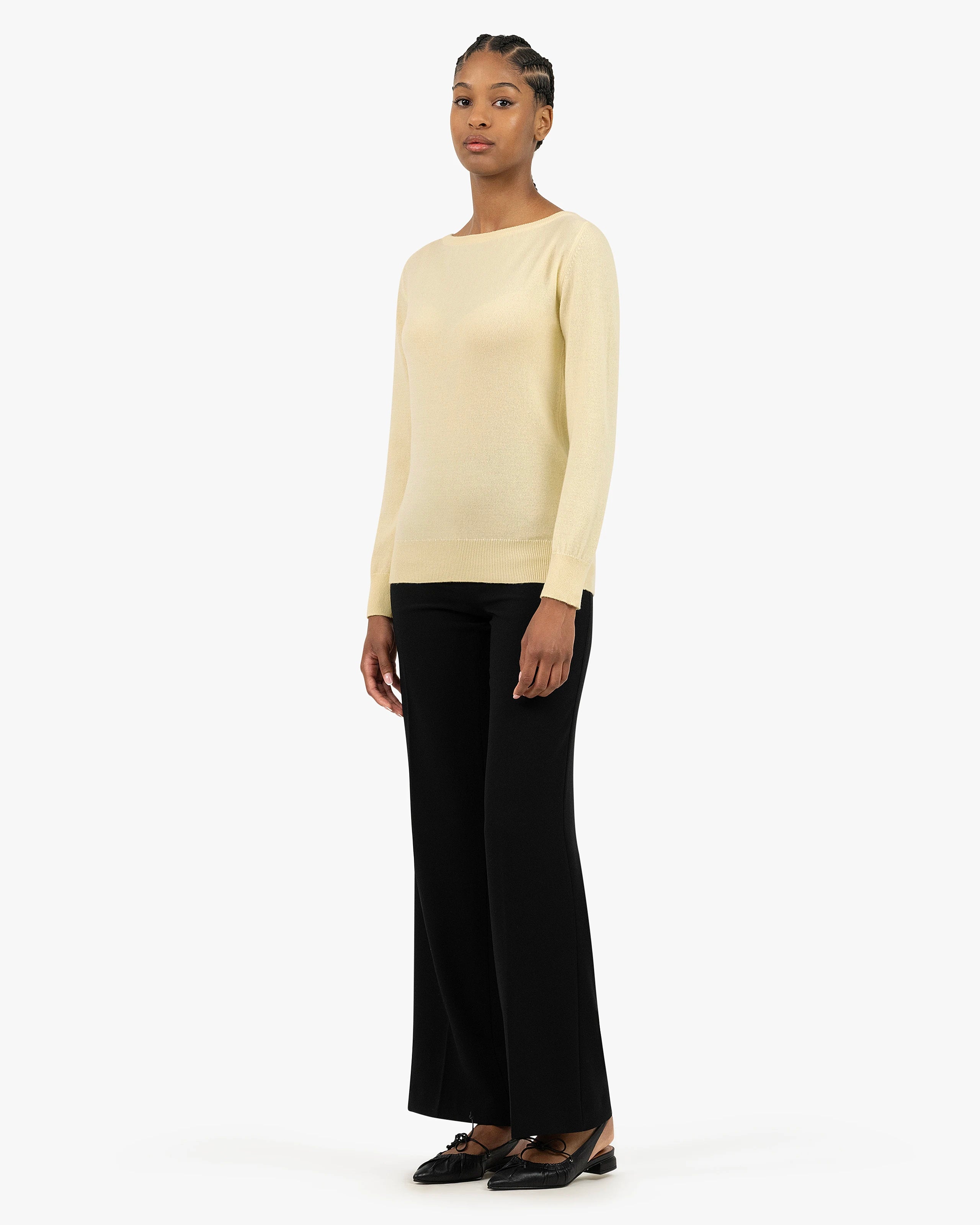 Essential Boat Neck Sweater - Yellow Cashmere