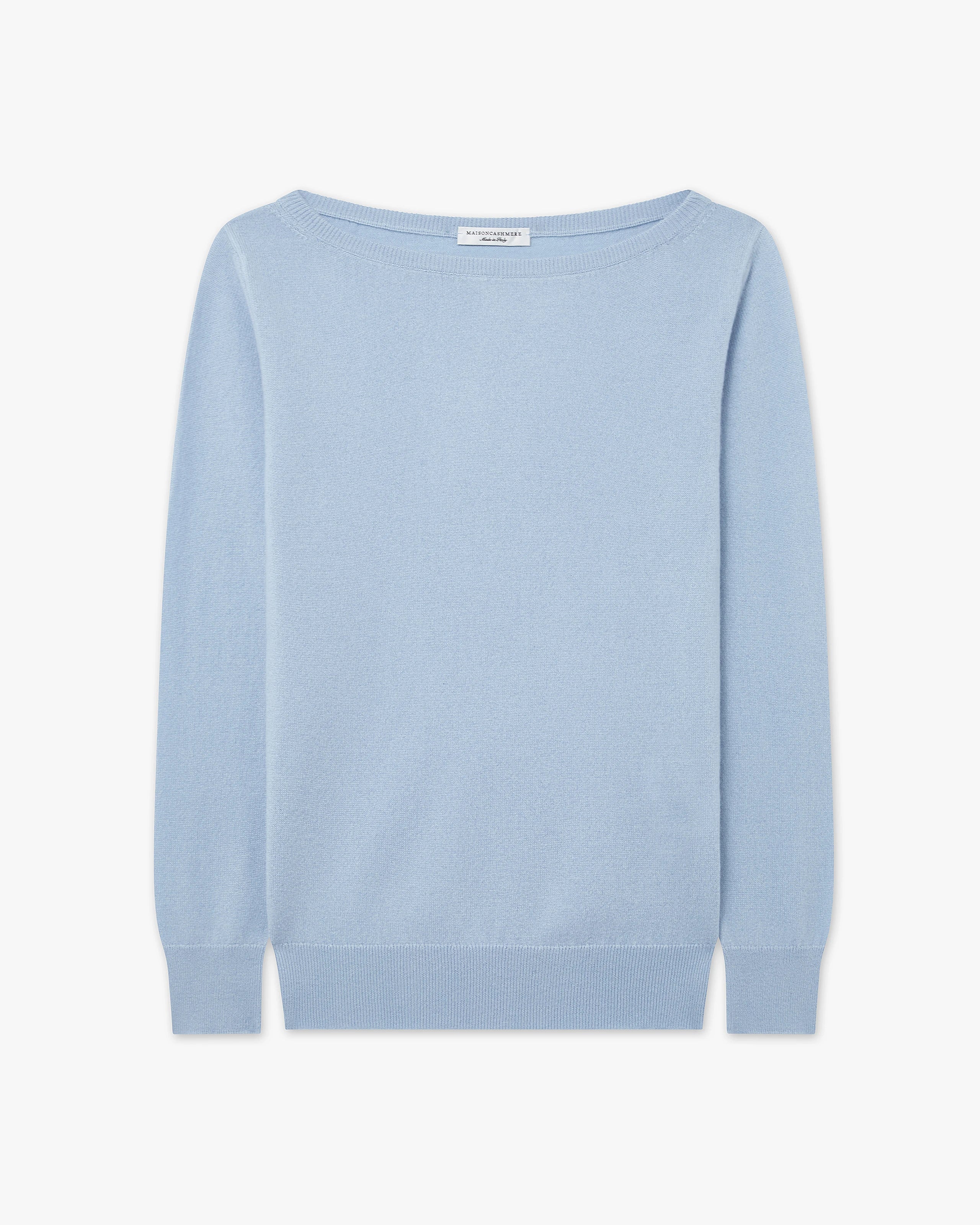 Essential Boat Neck Sweater - Light Blue Cashmere