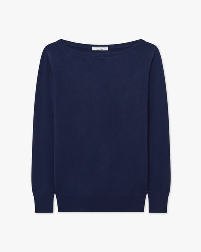 Essential Boat Neck Sweater - Blue Cashmere