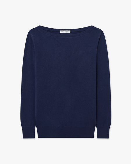 Essential Boat Neck Sweater - Blue Cashmere