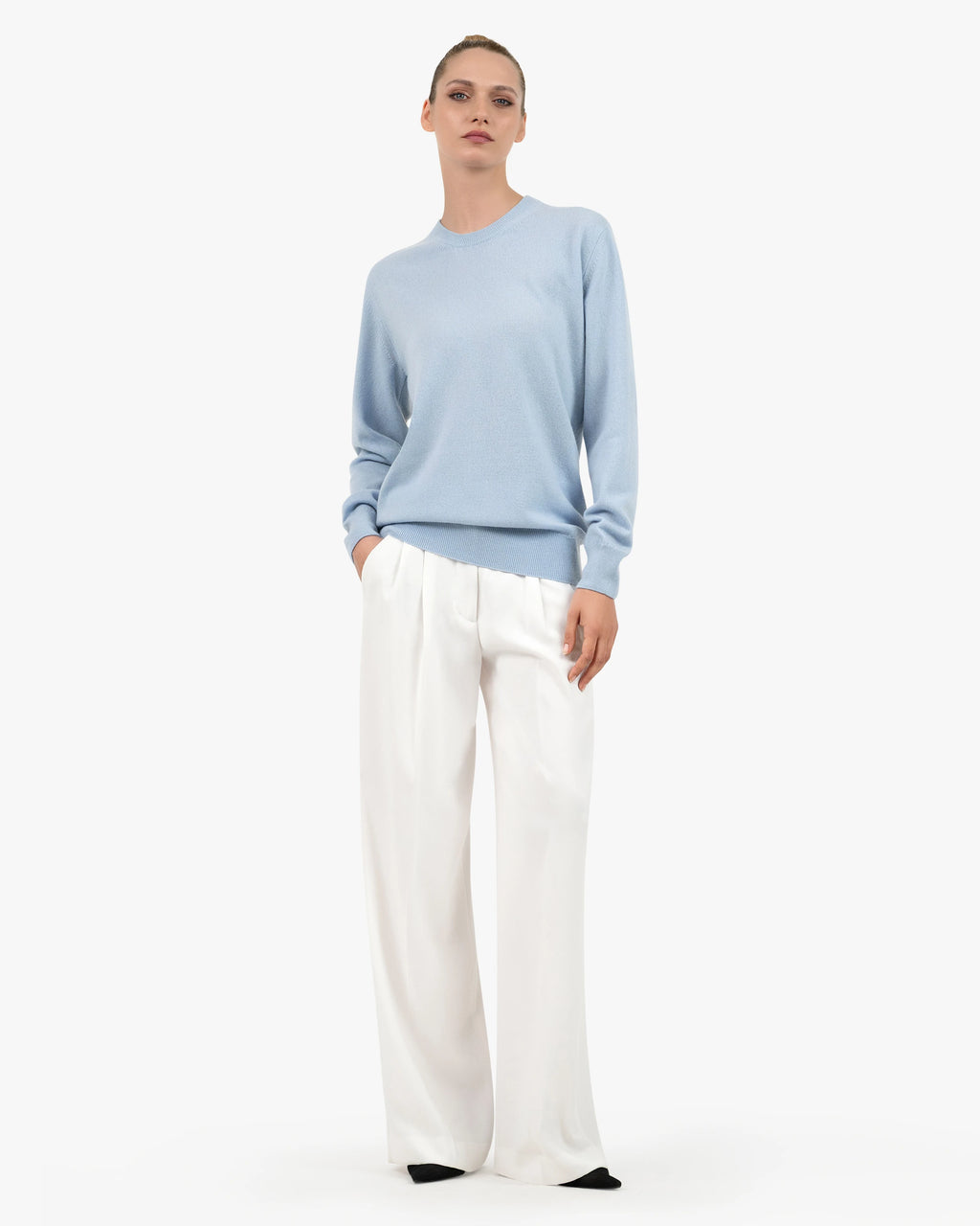 Essential Boyfriend Sweater - Light Blue Cashmere