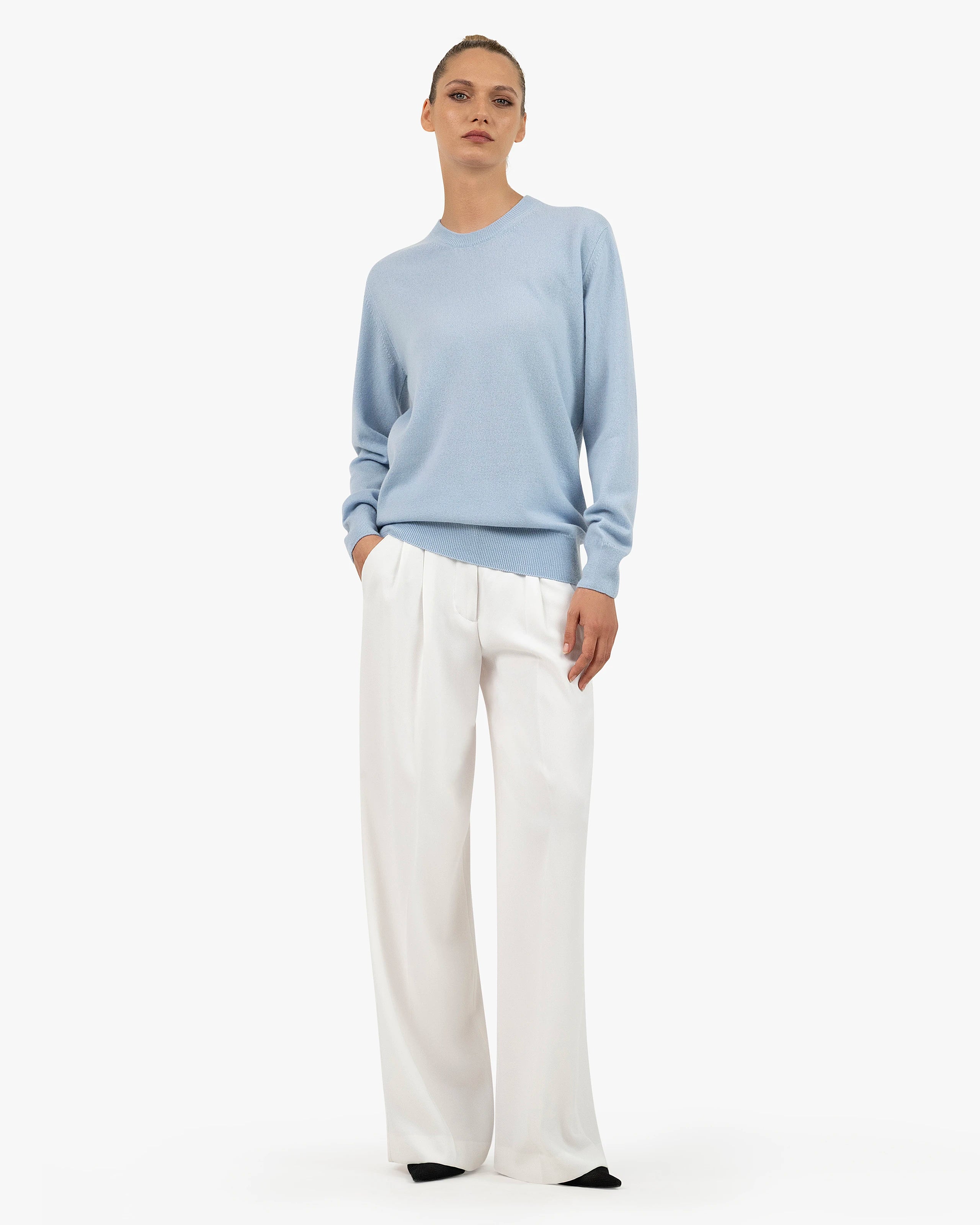 Essential Boyfriend Sweater - Light Blue Cashmere