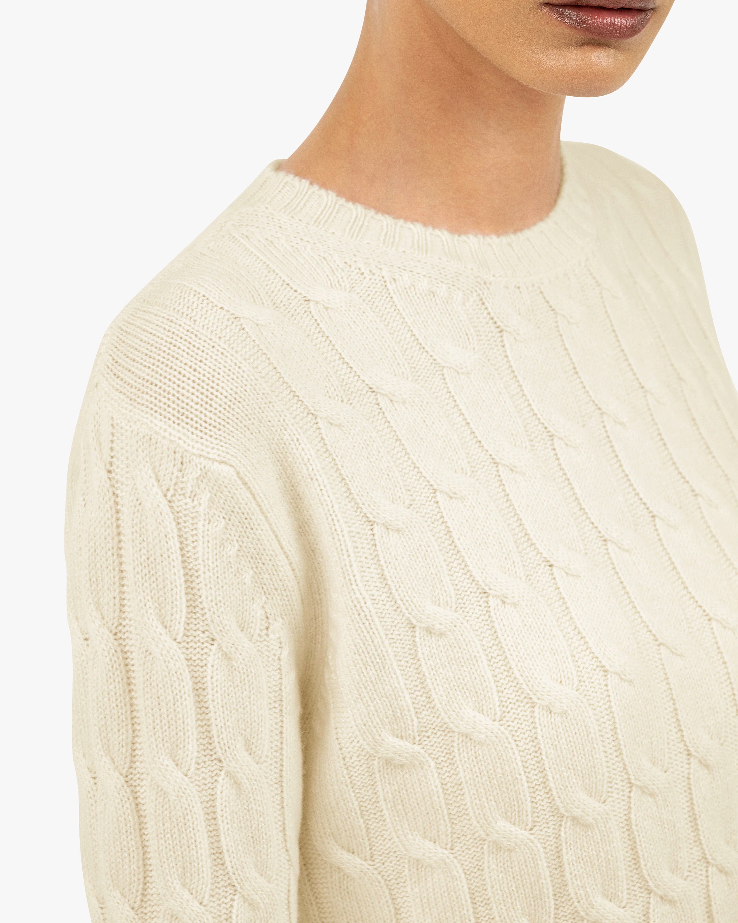 Essential Cable Knit Sweater - White Cashmere
