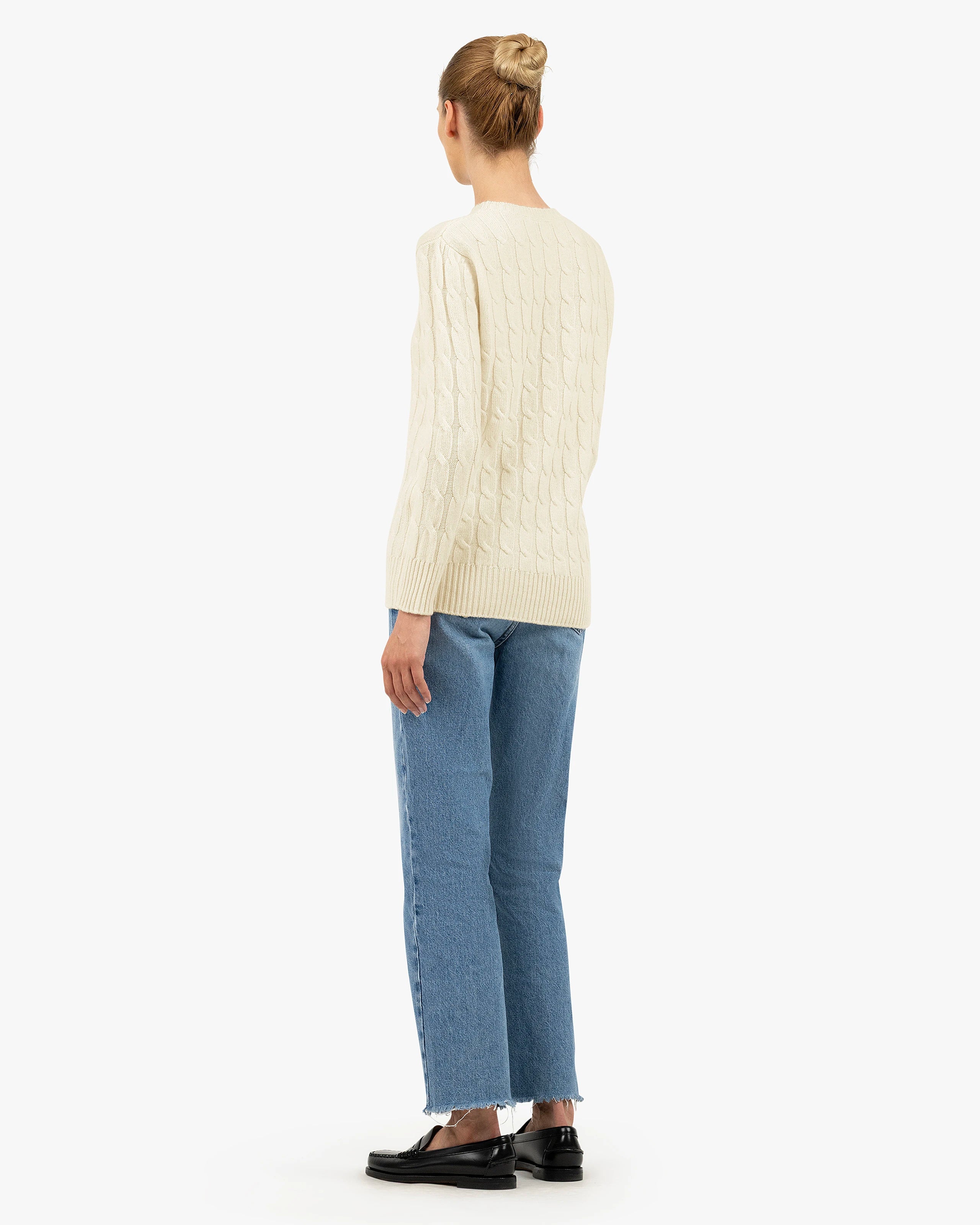 Essential Cable Knit Sweater - White Cashmere